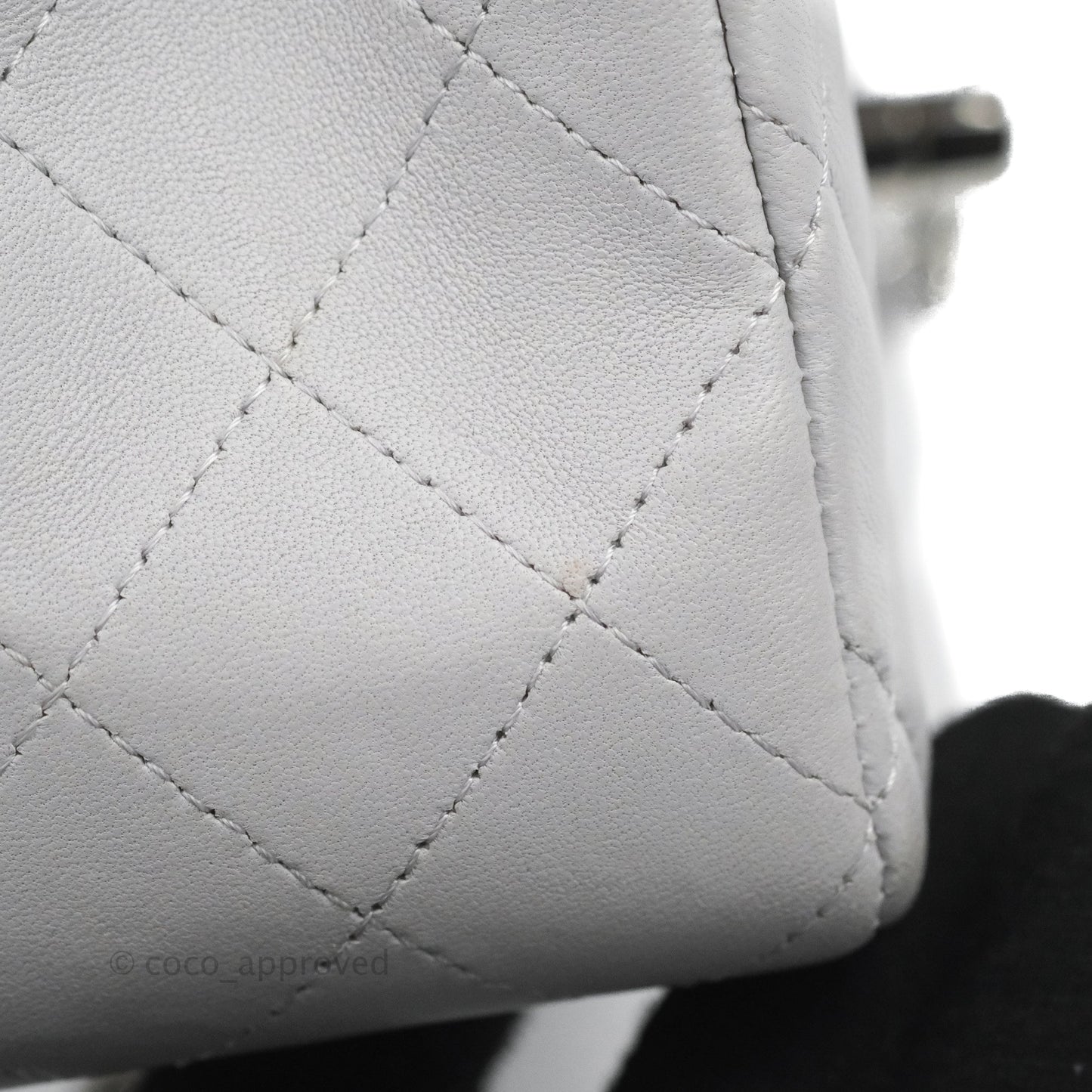 Chanel Quilted Mini Rectangular Flap Light Grey Lambskin Silver Hardware