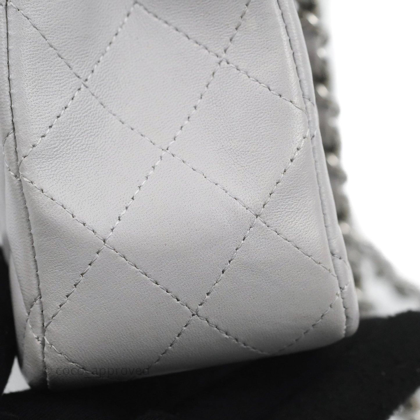 Chanel Quilted Mini Rectangular Flap Light Grey Lambskin Silver Hardware
