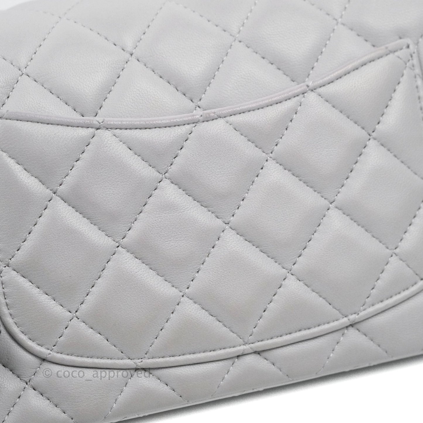 Chanel Quilted Mini Rectangular Flap Light Grey Lambskin Silver Hardware