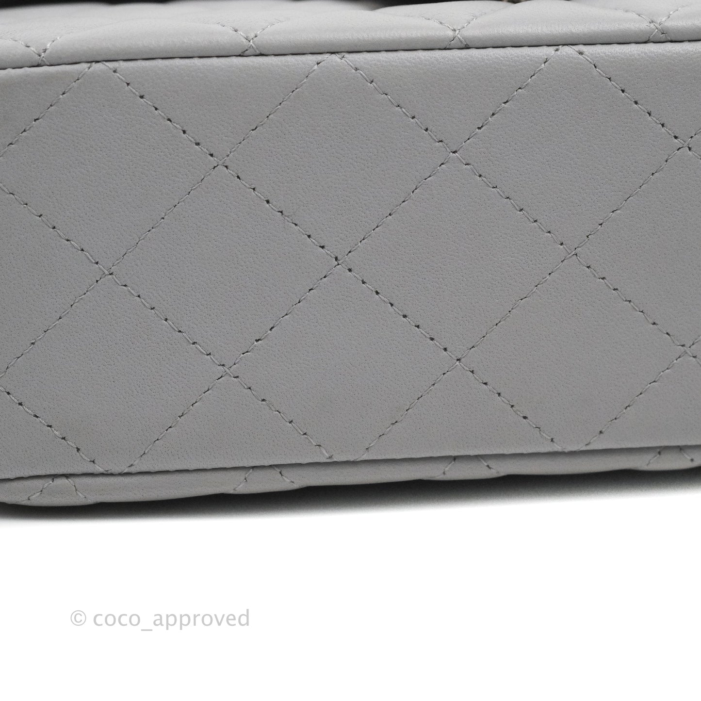 Chanel Quilted Mini Rectangular Flap Light Grey Lambskin Silver Hardware