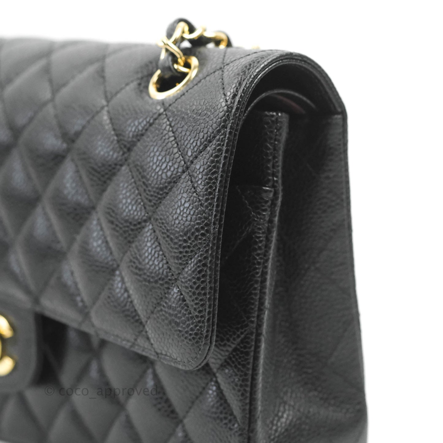 Chanel Classic M/L Medium Double Flap Black Caviar Gold Hardware