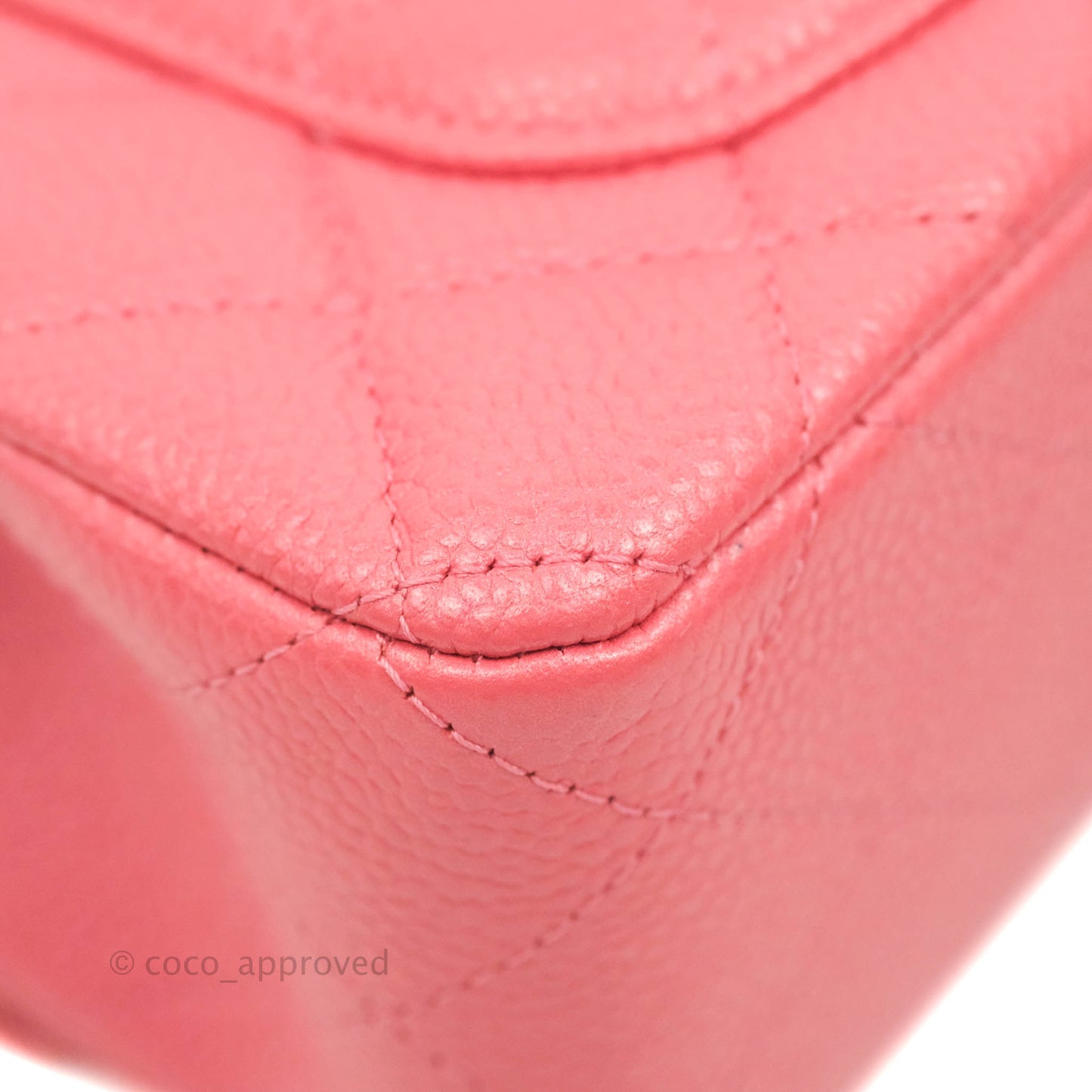 Chanel Quilted Mini Rectangular Flap Pearly Pink Caviar Gold Hardware 18S