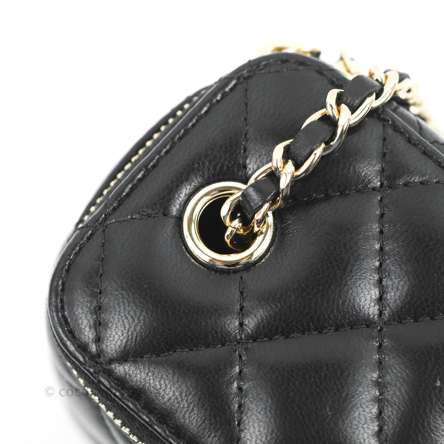 Chanel Mini Vanity With Chain Black Lambskin Gold Hardware