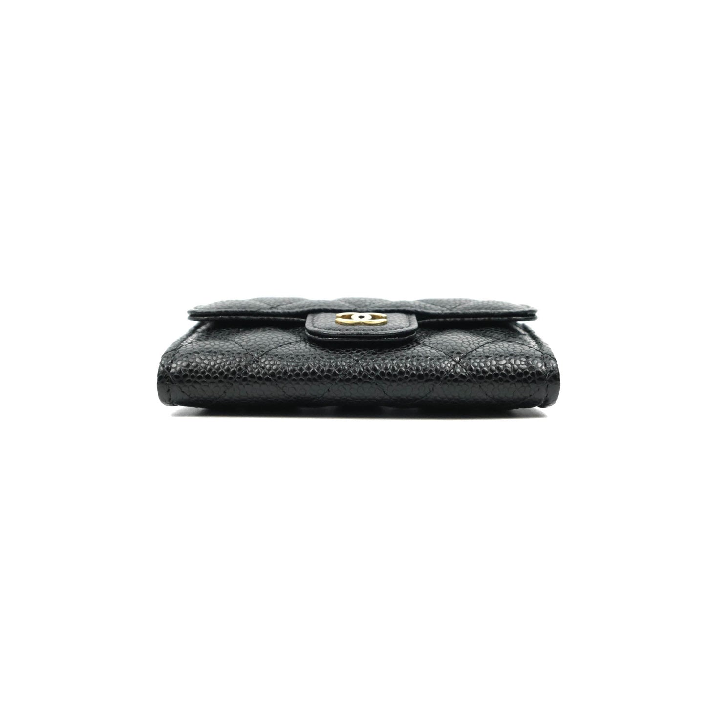 Chanel Quilted Flap Card Holder Black Caviar Gold Hardware