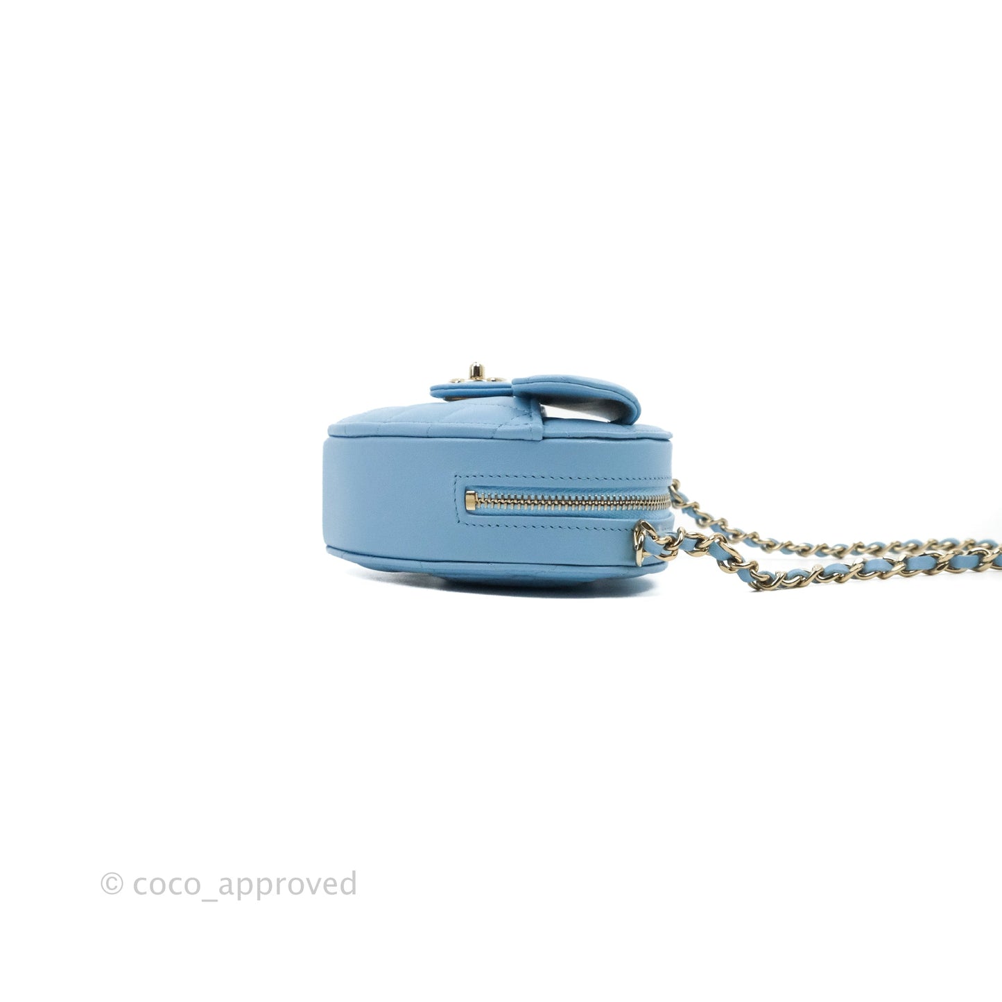Chanel Small Heart Bag Blue Lambskin Gold Hardware 22S