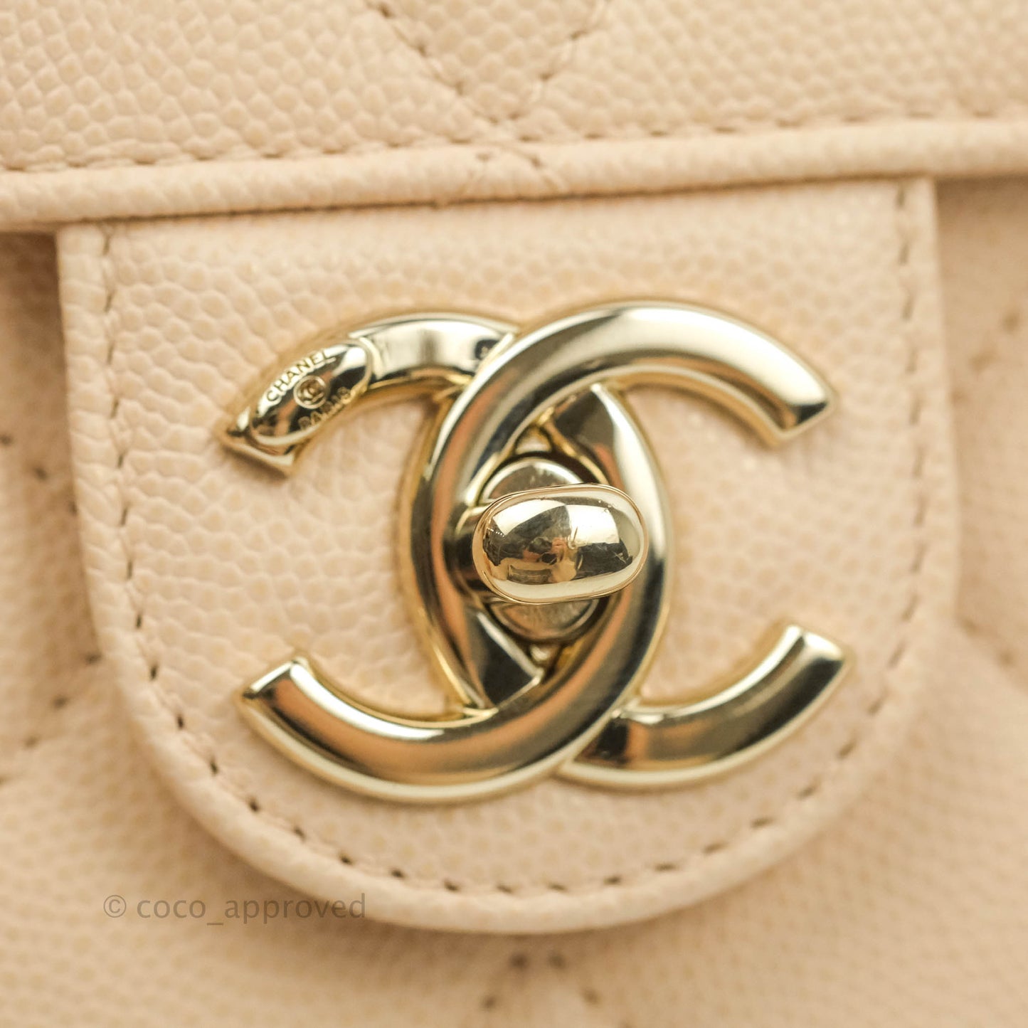 Chanel Quilted Like The Wallet Medium Flap Light Beige Caviar Gold Hardware 22C