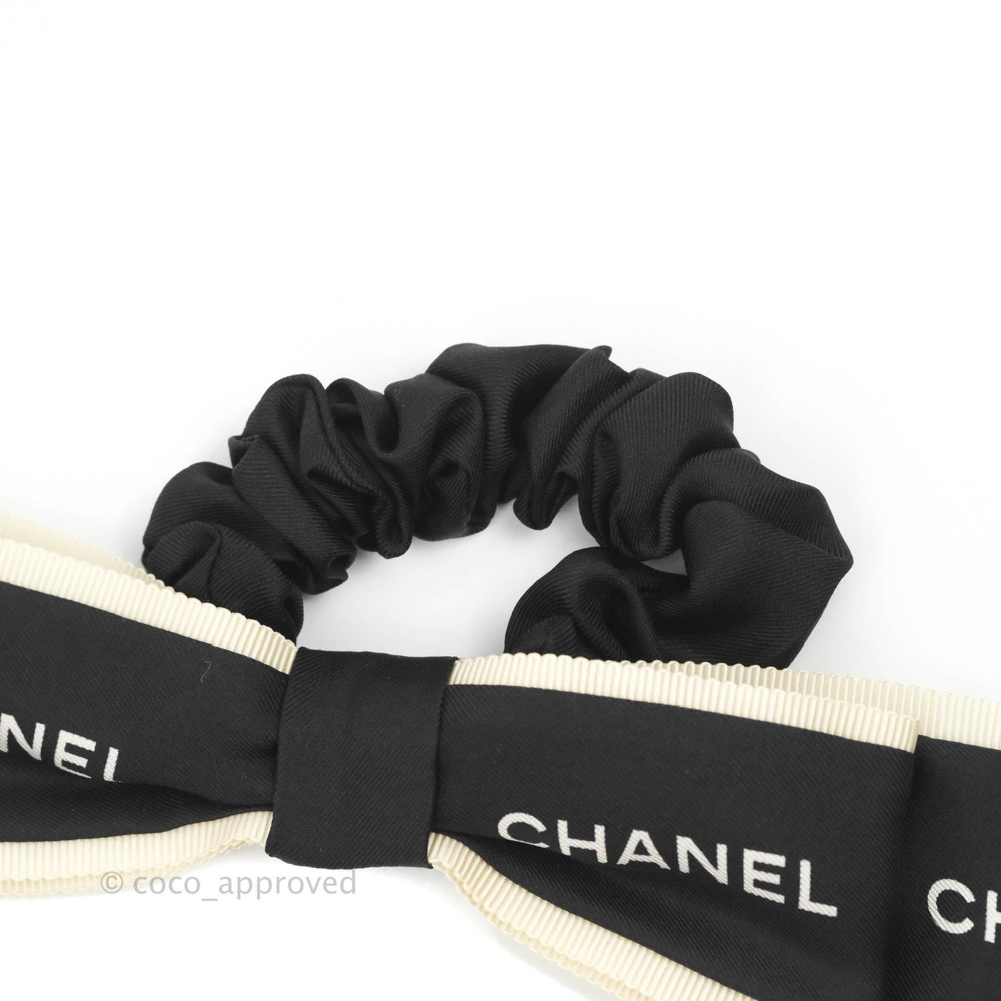 Chanel Bow Silk Hair Accessory Ivory & Black
