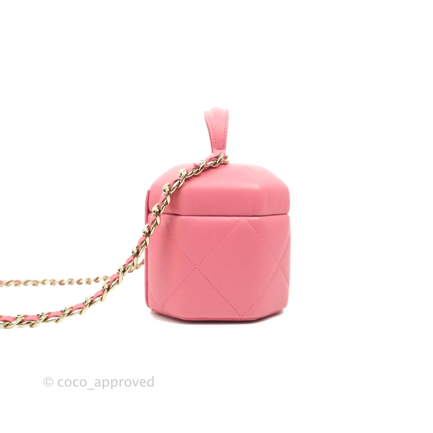 Chanel Small Hexagon Vanity Case Pink Lambskin Gold Hardware