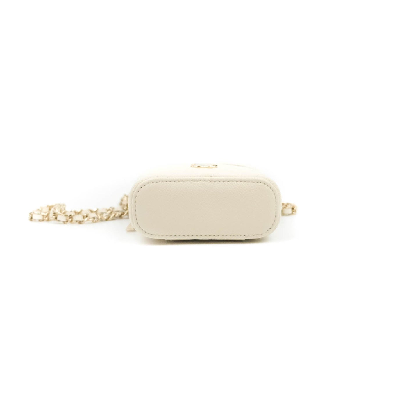 Chanel Quilted Small Handle With Care Vanity Case With Chain White Caviar Gold Hardware