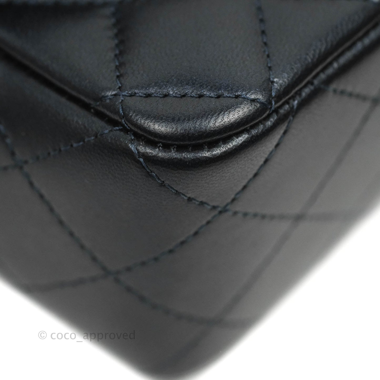 Chanel Quilted Mini Rectangular Lambskin Dark Navy Silver Hardware