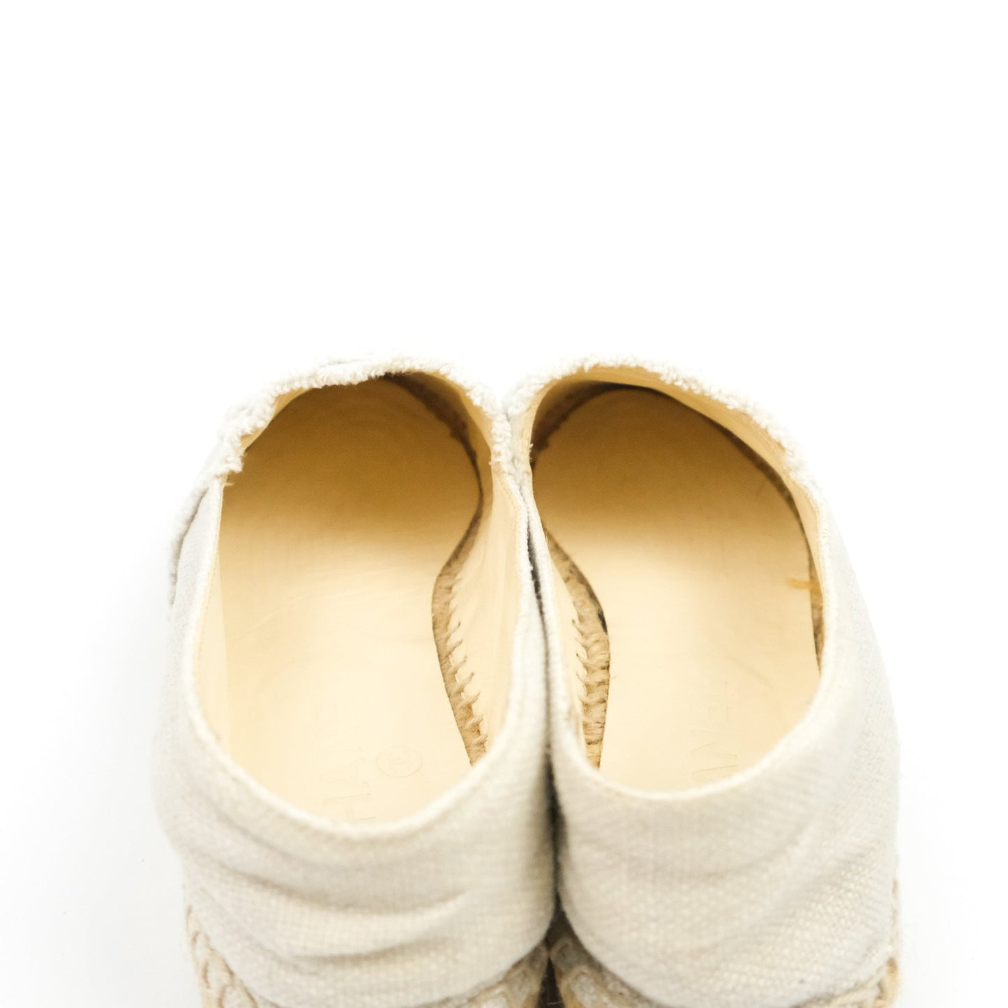 Chanel CC Espadrilles Black Beige Fabric Size 37