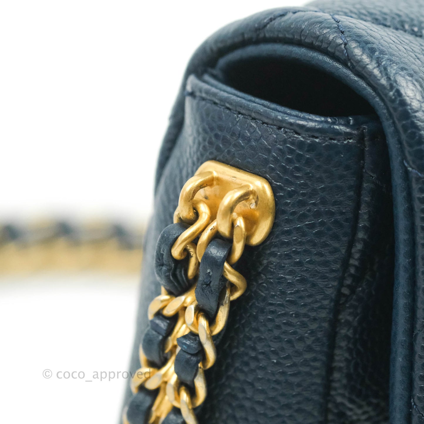 Chanel Mini Flap Bag Coin Charm Soul Chain Navy Caviar Aged Gold Hardware 21A