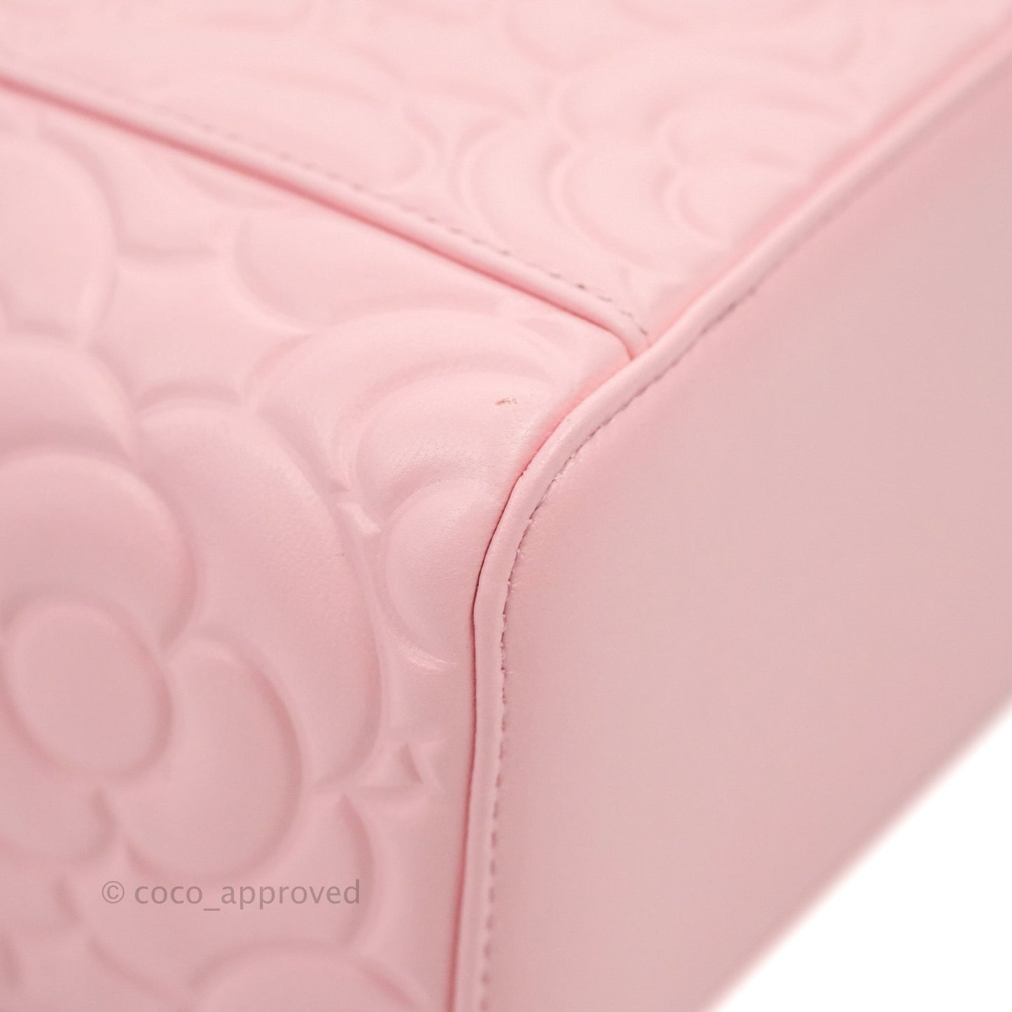 Chanel Vanity with Chain Camellia Embossed Pink Calfskin Gold Hardware