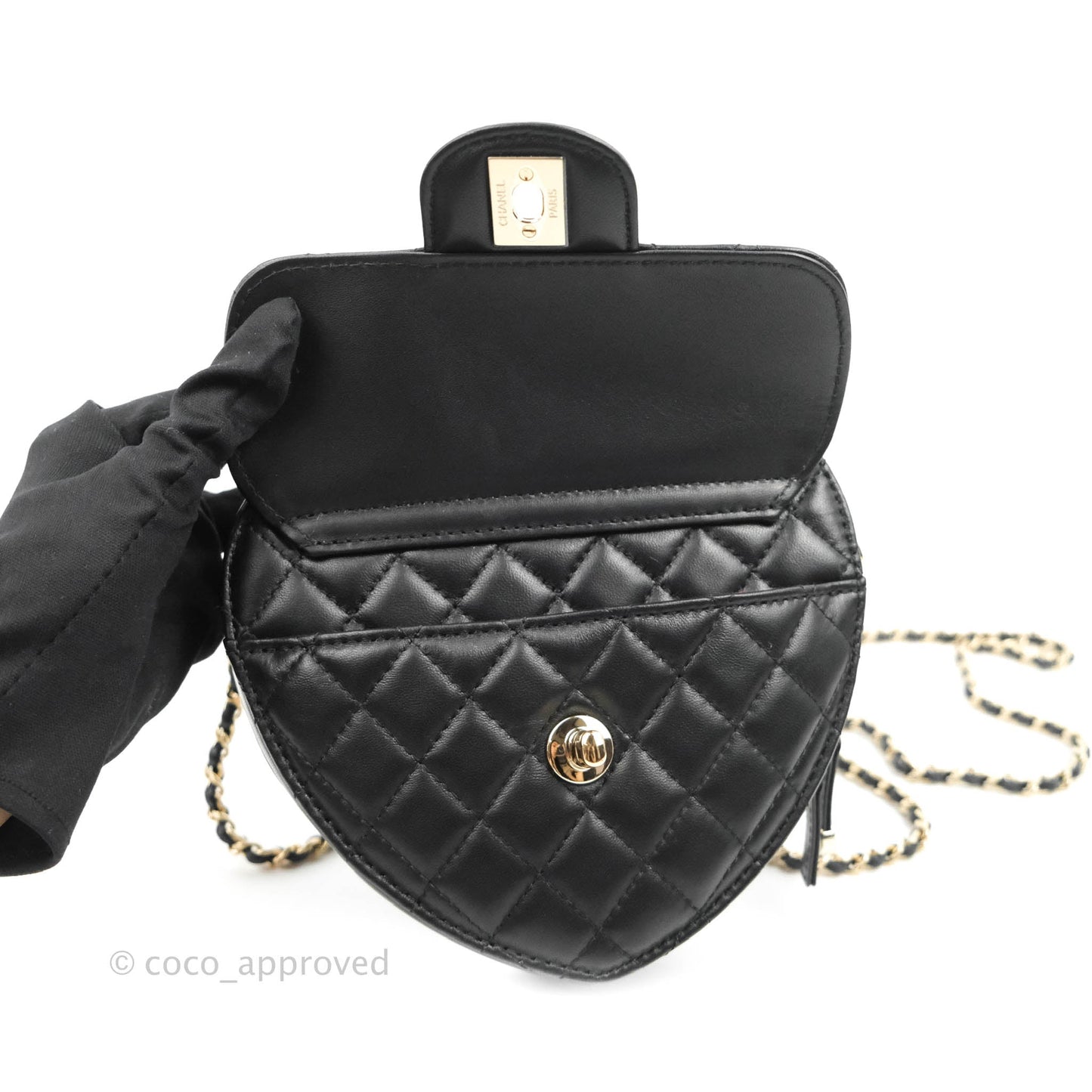 Chanel Large Heart Bag Black Lambskin Gold Hardware 22S