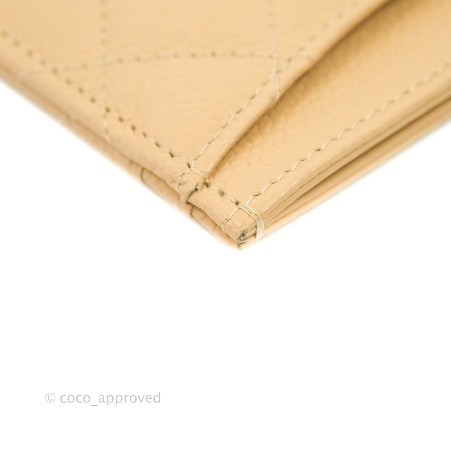 Chanel Classic Flat Card Holder Beige Caviar Gold Hardware