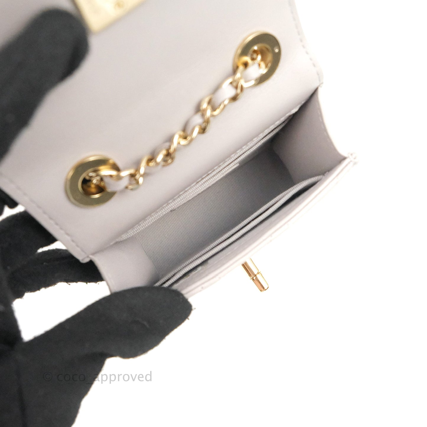 Chanel Mini Quilted Trendy CC Clutch With Chain Grey Lambskin Gold Hardware