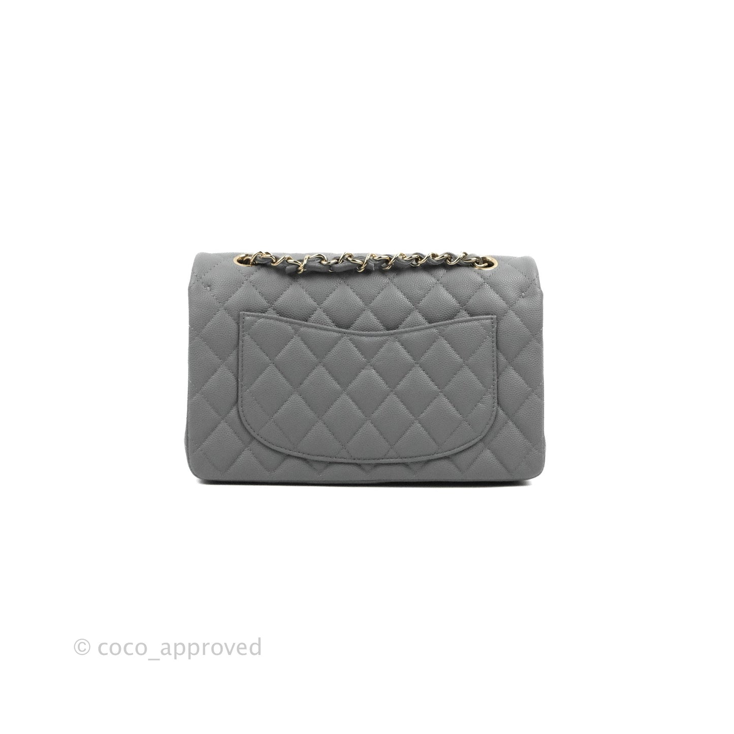 Chanel Small Classic Quilted Flap Grey Caviar Gold Hardware 20C