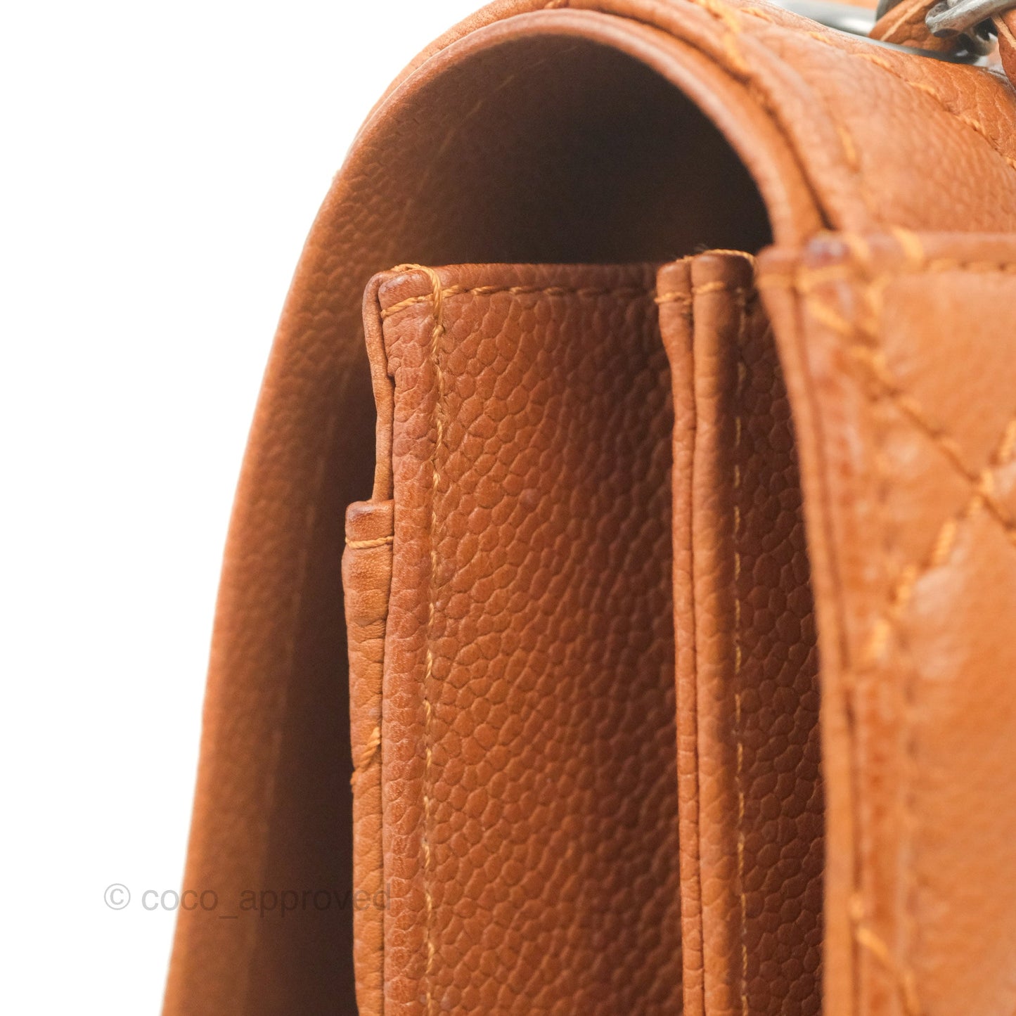 Chanel Flap Bag Quilted Caramel Brown Caviar Ruthenium Hardware