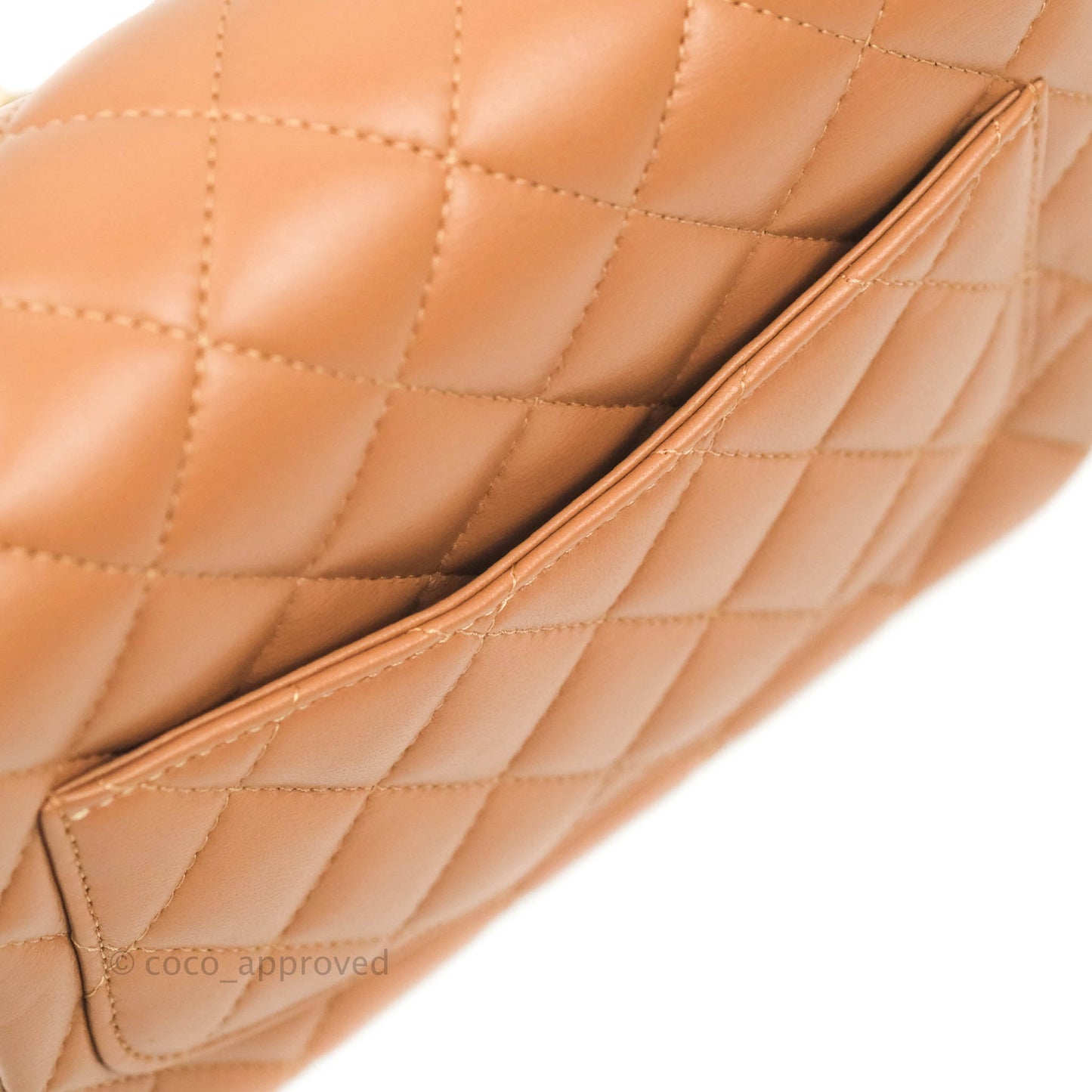 Chanel Classic Quilted Mini Square Caramel Dark Beige Lambskin Gold Hardware