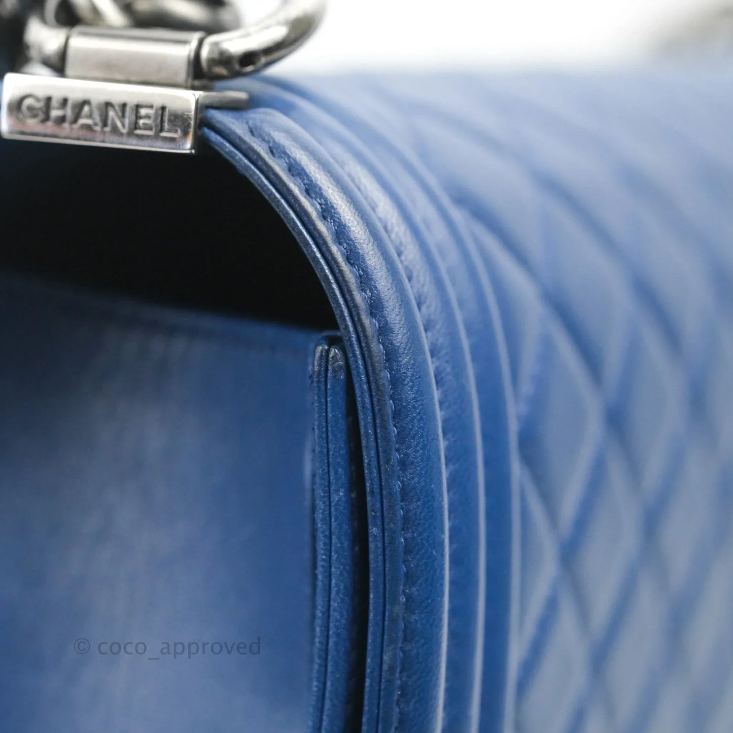Chanel Quilted Medium Boy Blue Calfskin Ruthenium Hardware