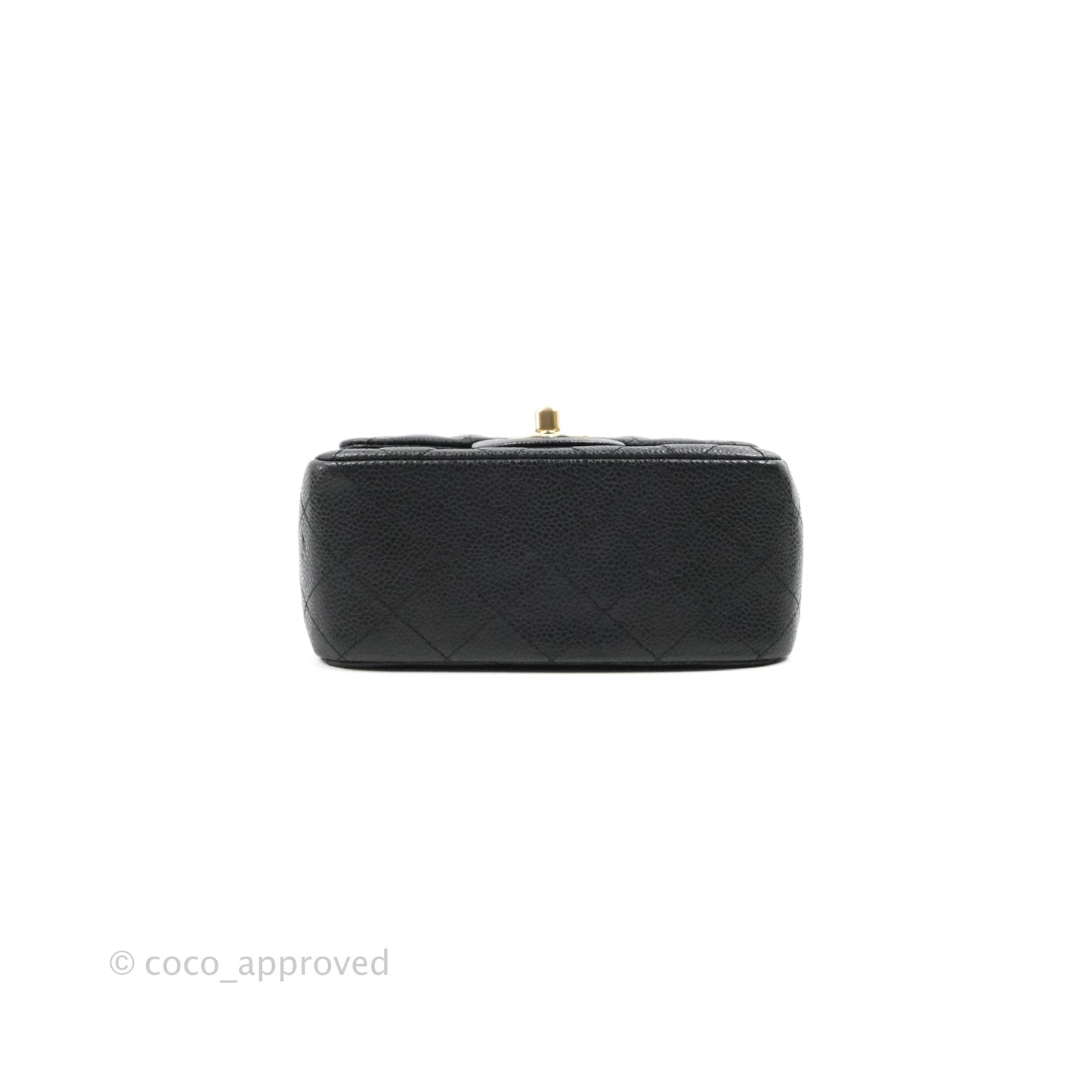 Chanel Quilted Mini Square Iridescent Black Caviar Matte Gold Hardware
