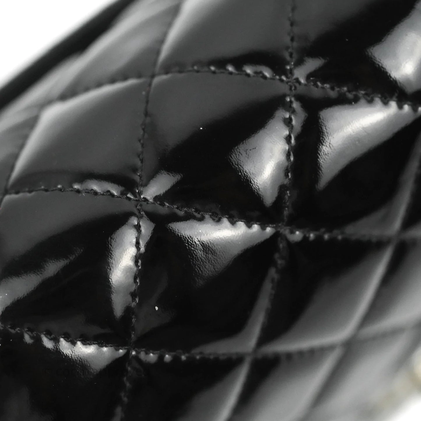 Chanel Classic Quilted M/L Medium Double Flap Black Patent Silver Hardware