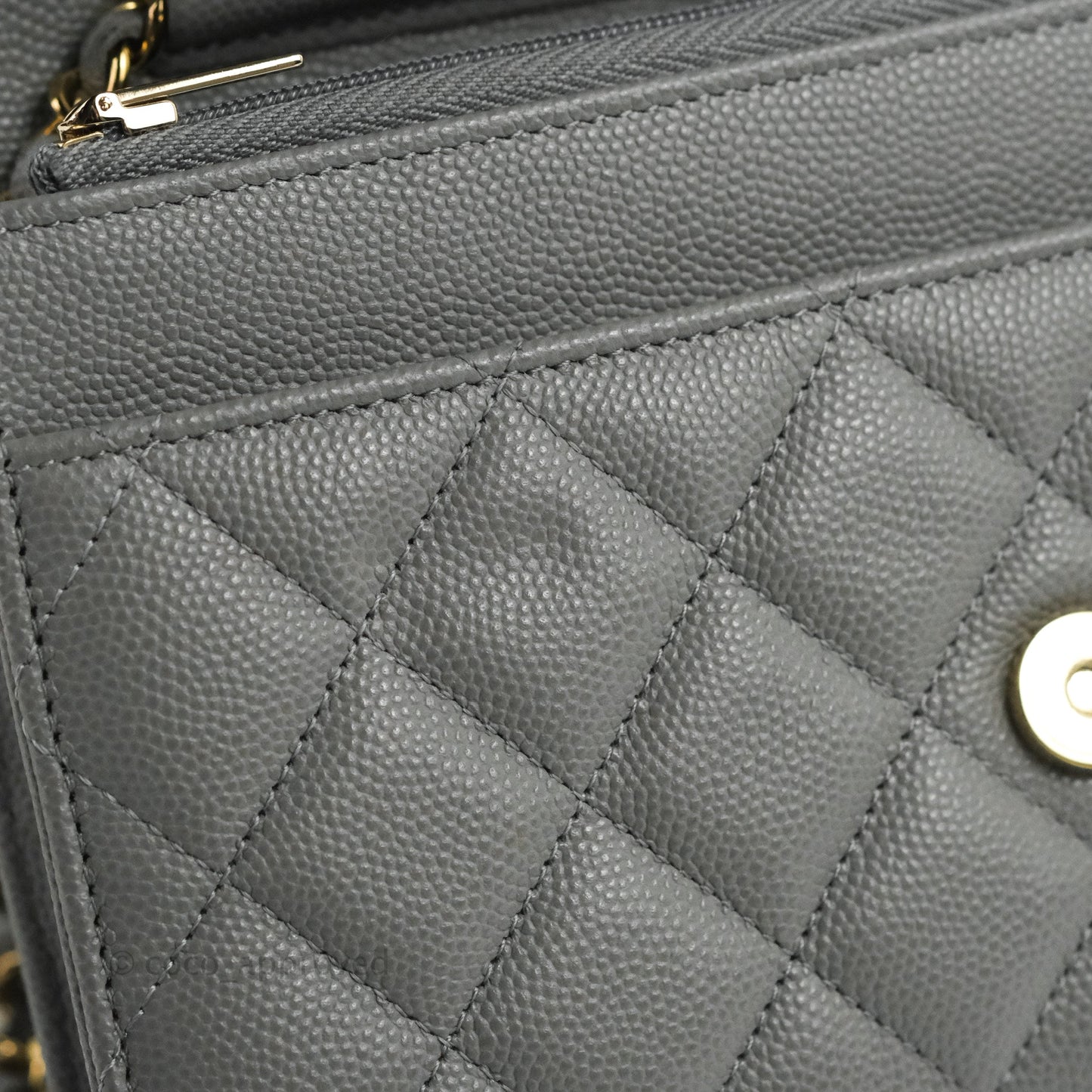 Chanel Quilted Classic Wallet on Chain WOC Grey Caviar Gold Hardware