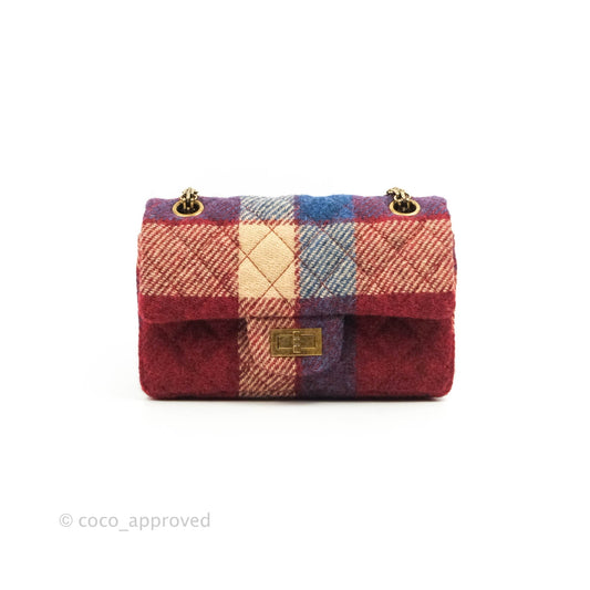 Chanel Mini Reissue 224 Wool Checked Aged Gold Hardware