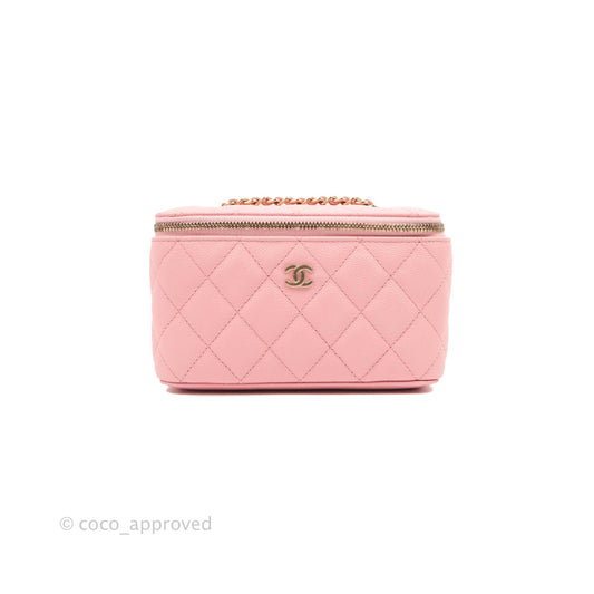 Chanel Classic Vanity with Chain Pink Caviar Gold Hardware