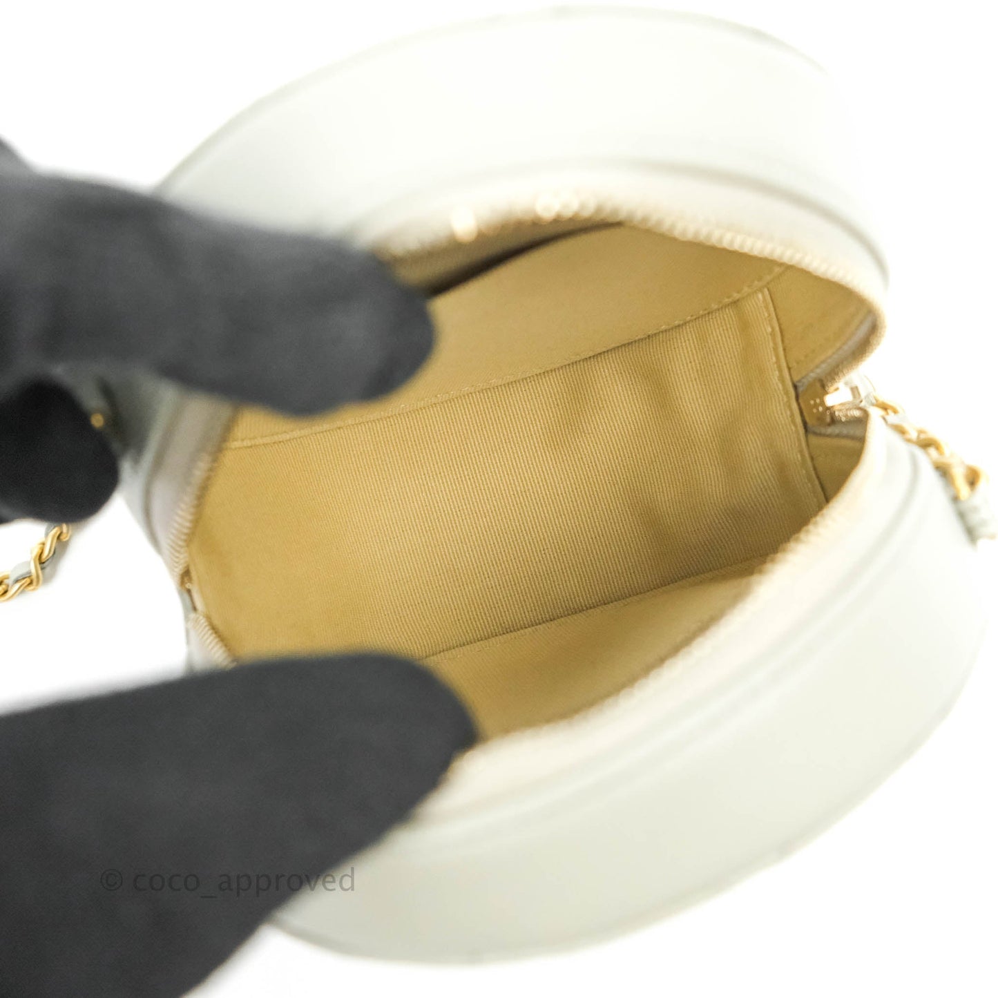 Chanel Quilted Round Pearl Crush Clutch With Chain Grey Lambskin Aged Gold Hardware