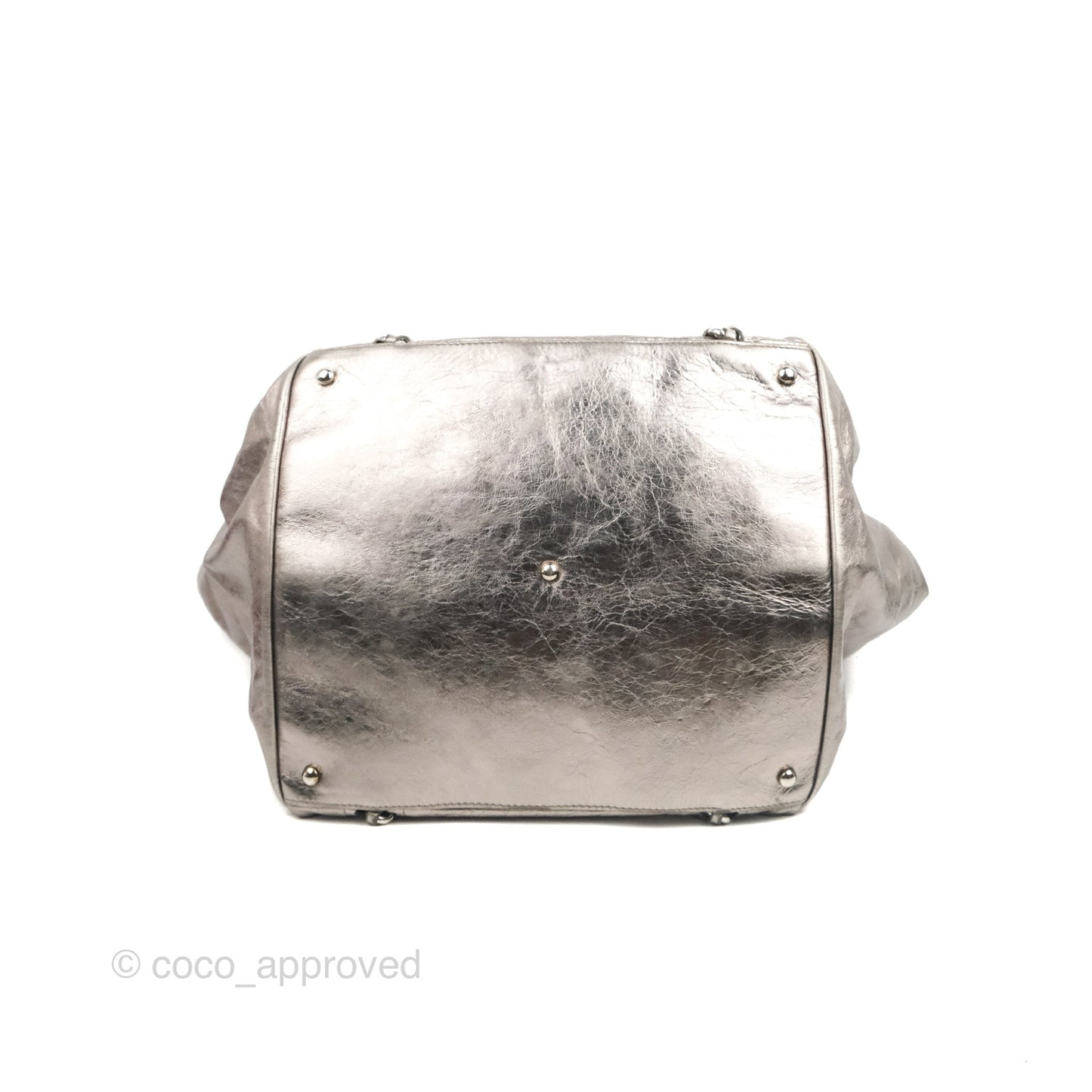 Chanel Metallic Cracked Calfskin Modern Chain Tote Silver
