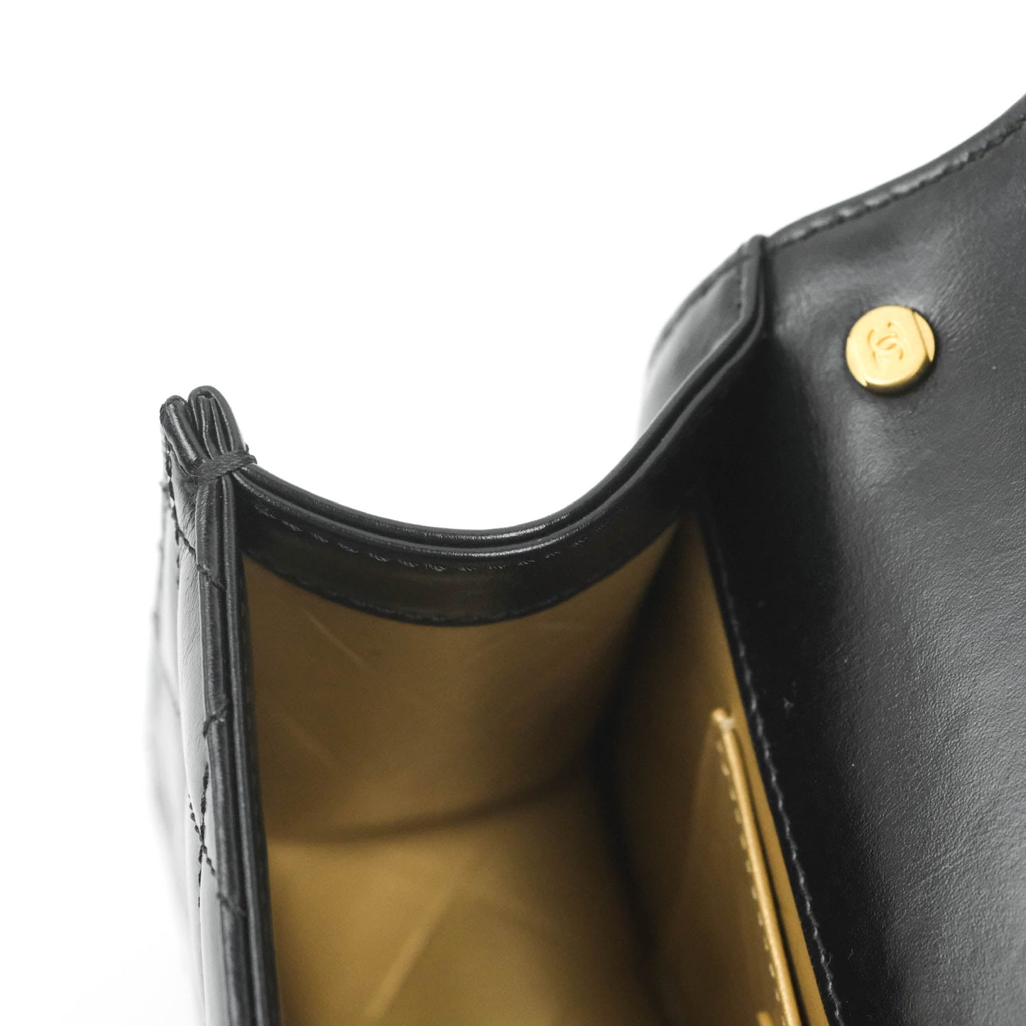Chanel Mini Flap Bag Black Calfskin Aged Gold Hardware 21B