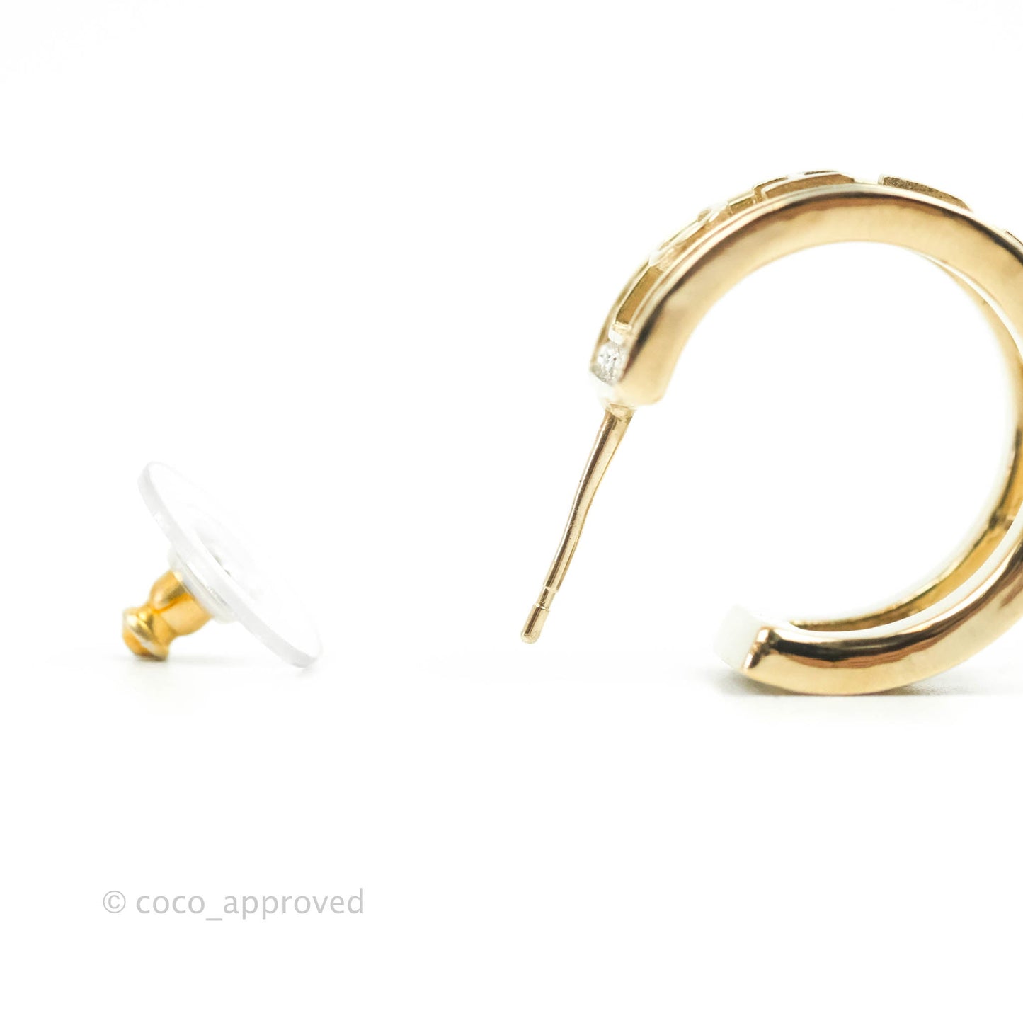 Chanel Crystal Hoop Earrings Gold Hardware 20B
