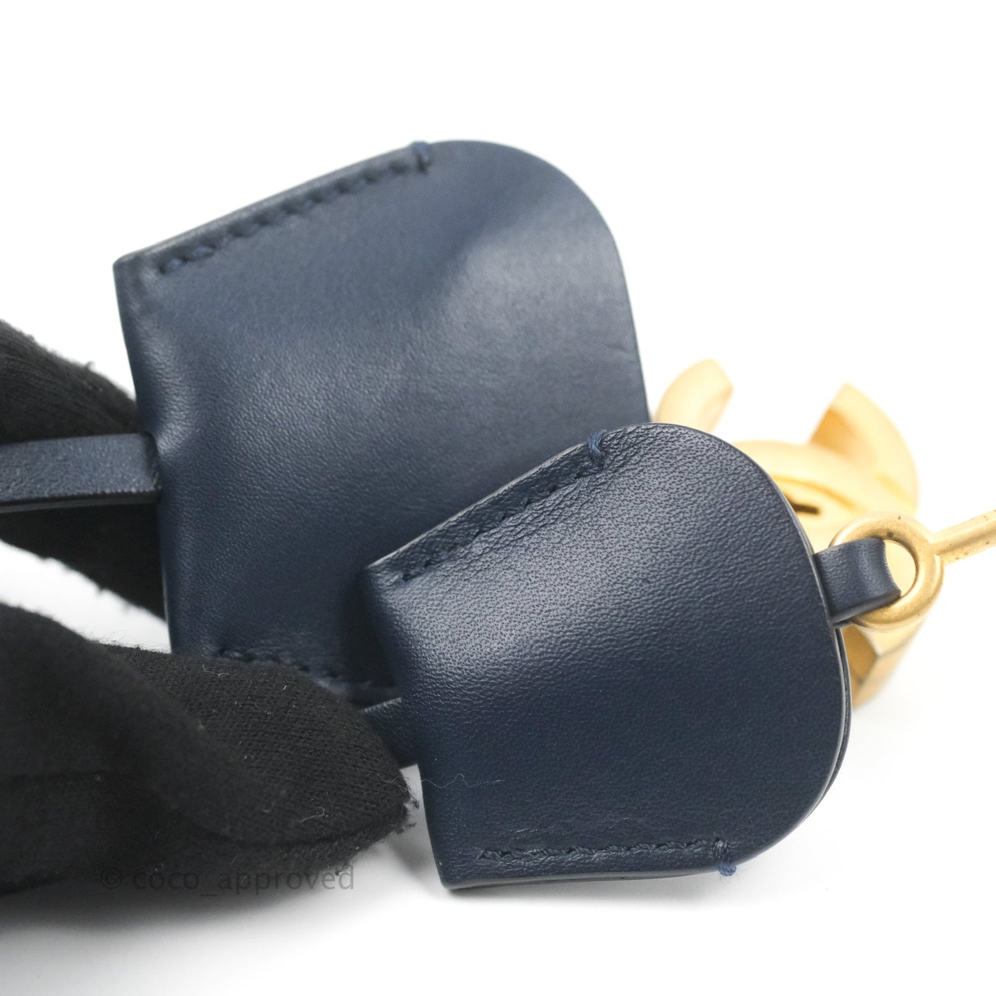 Chanel Quilted Small CC Filigree Vanity Case Navy Caviar Gold Hardware