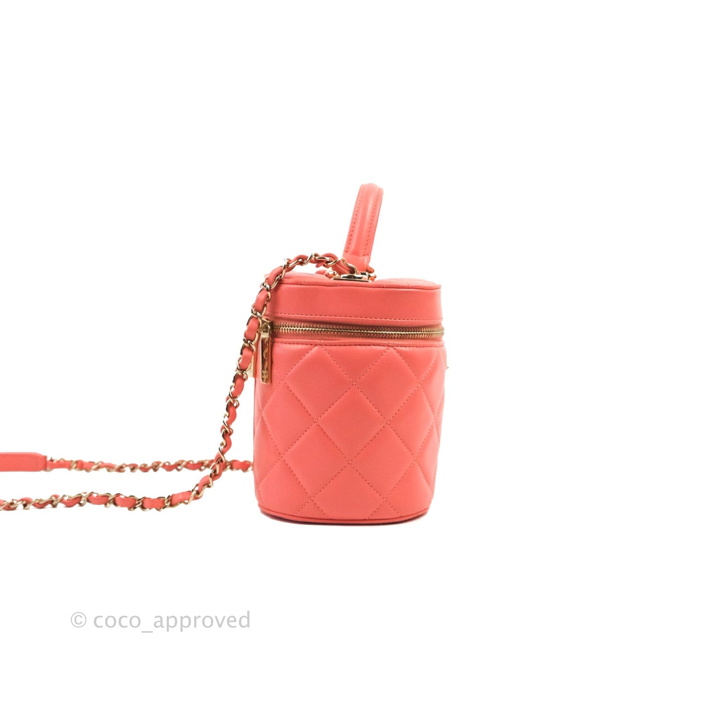 Chanel Trendy CC Vanity Case Coral Pink Lambskin Gold Hardware