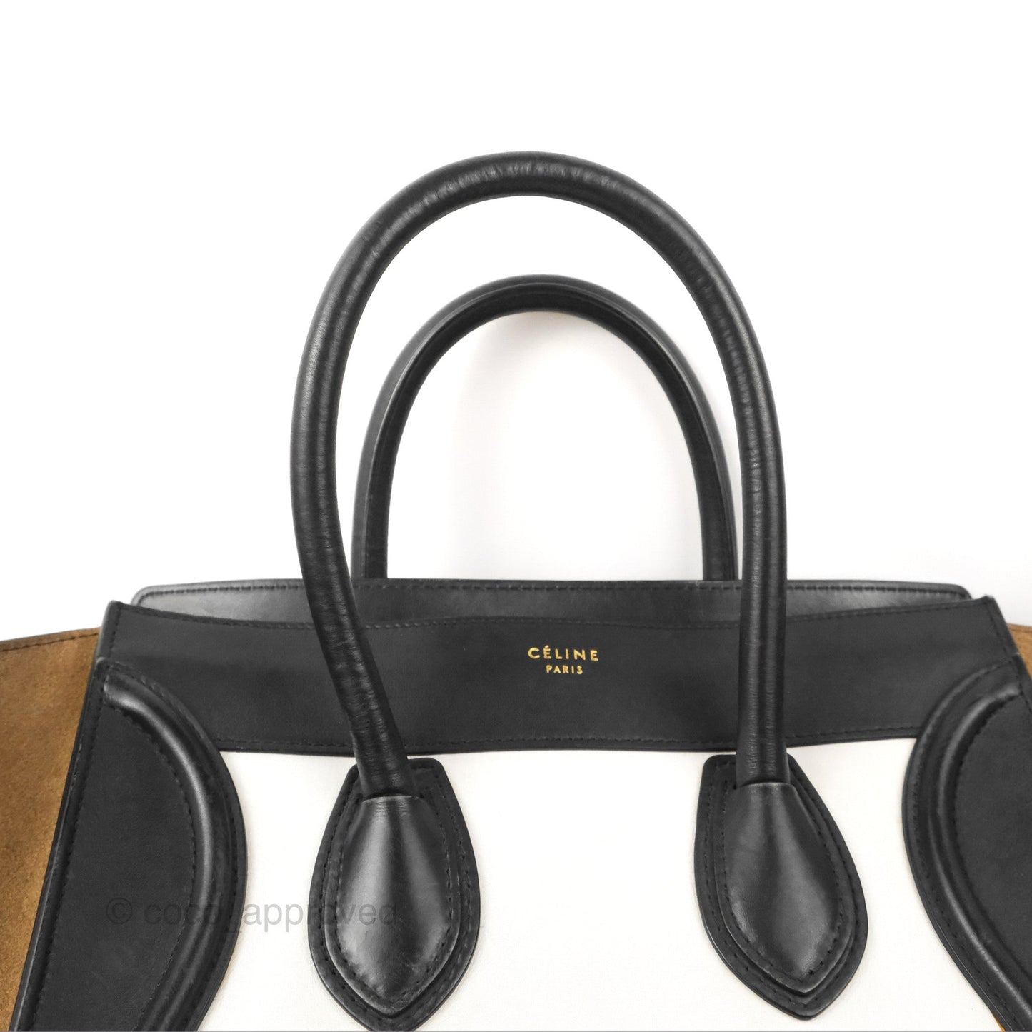 Celine Mini Luggage Bag Black/White/Brown Calfskin