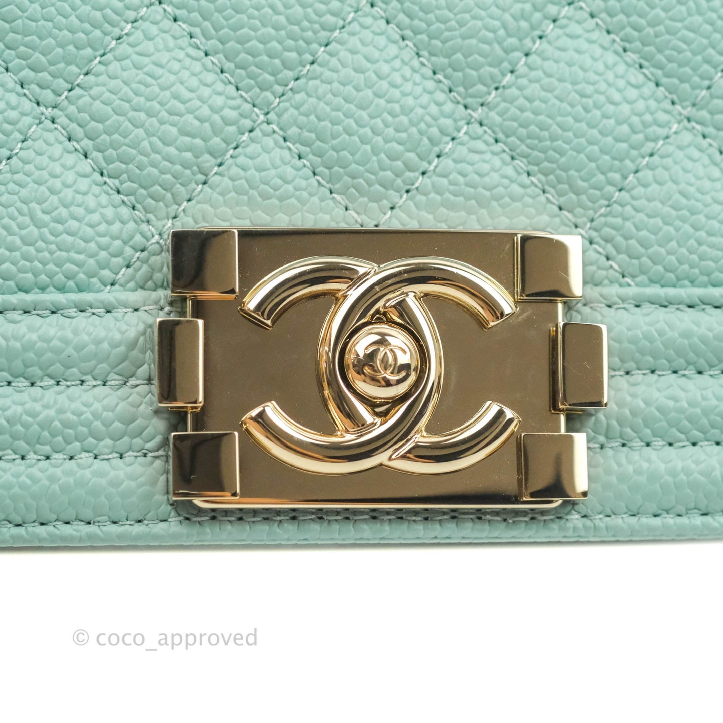 Chanel Quilted Small Boy Light Tiffany Blue Caviar Gold Hardware