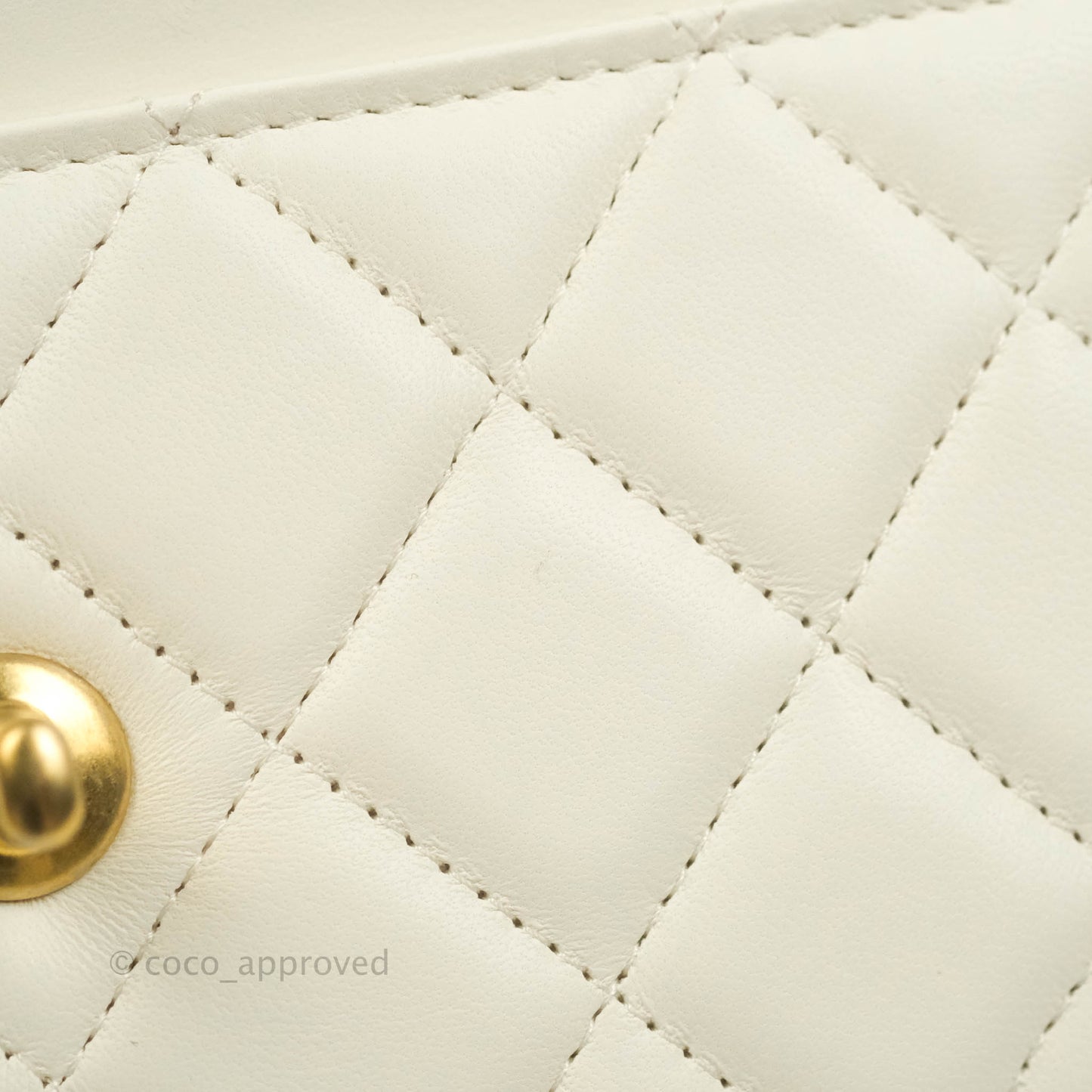 Chanel Quilted Pearl Crush Wallet on Chain WOC White Lambskin Aged Gold Hardware