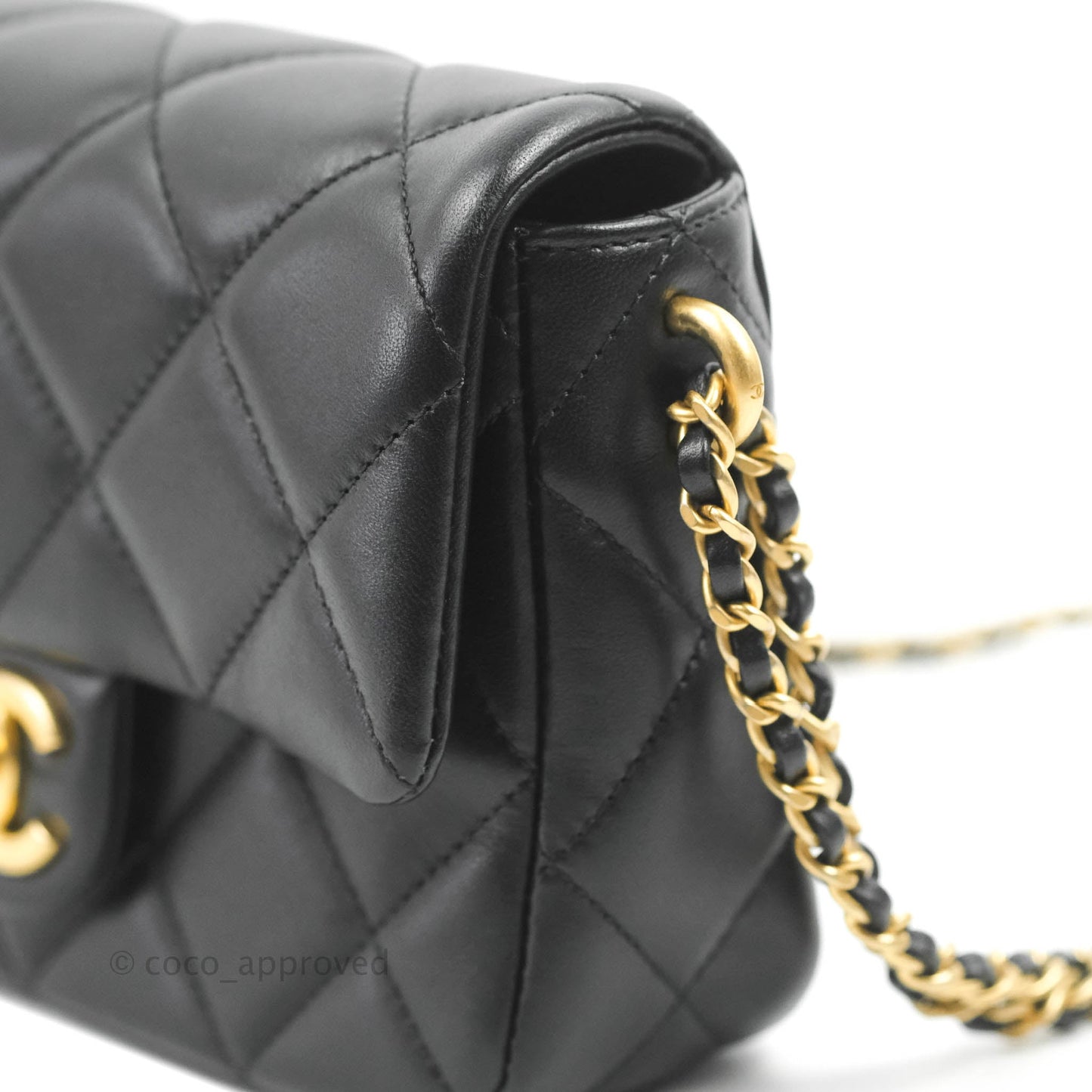 Chanel Quilted My Perfect Mini With Pearl Black Lambskin Gold Hardware