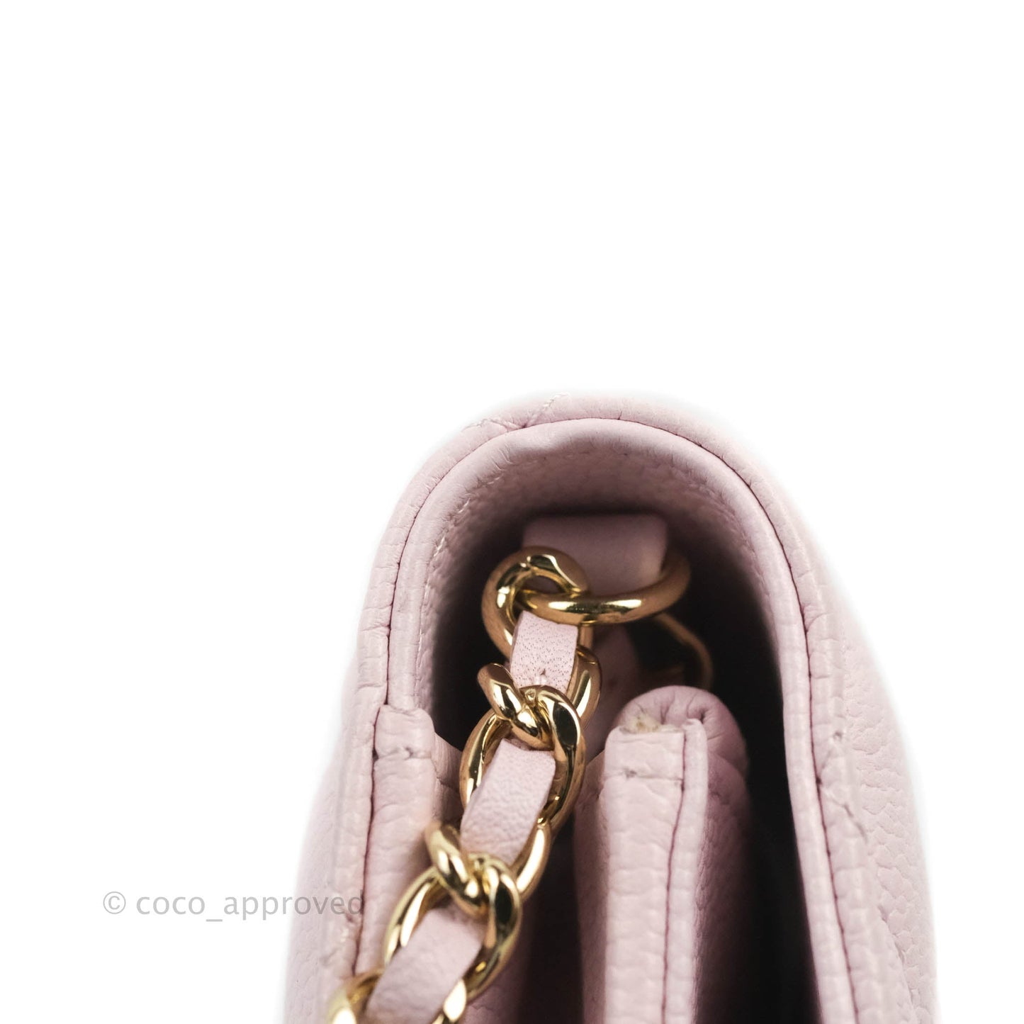 Chanel Quilted CC Chain Wallet on Chain WOC Light Pink Caviar Gold Hardware 22P