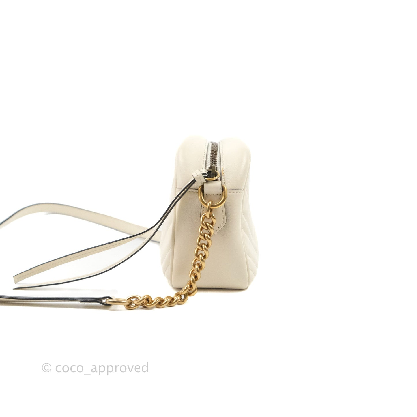 Gucci Small Matelasse GG Marmont Camera Bag White Calfskin Gold Hardware