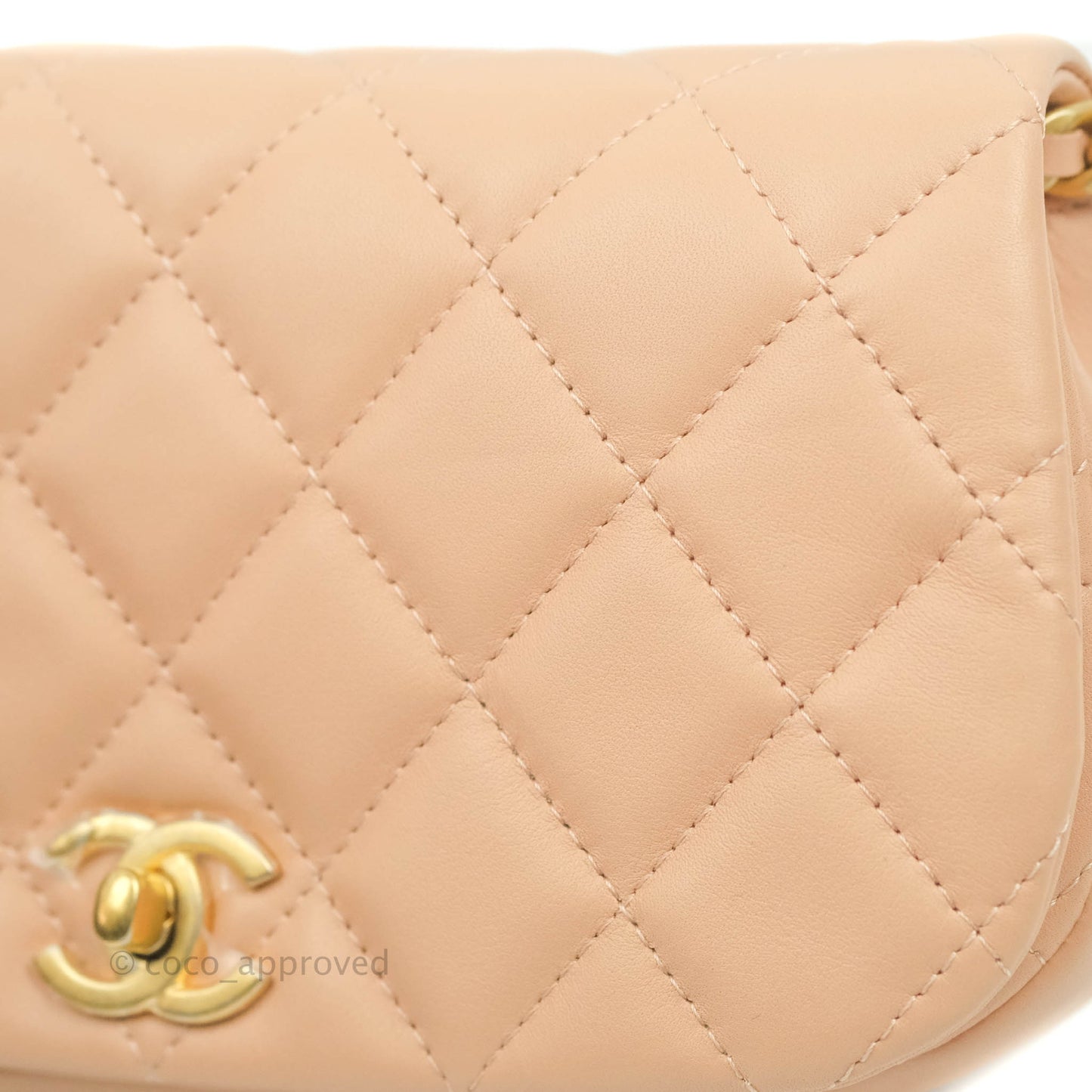 Chanel Clutch with Chain Beige Pink Calfskin Aged Gold Hardware