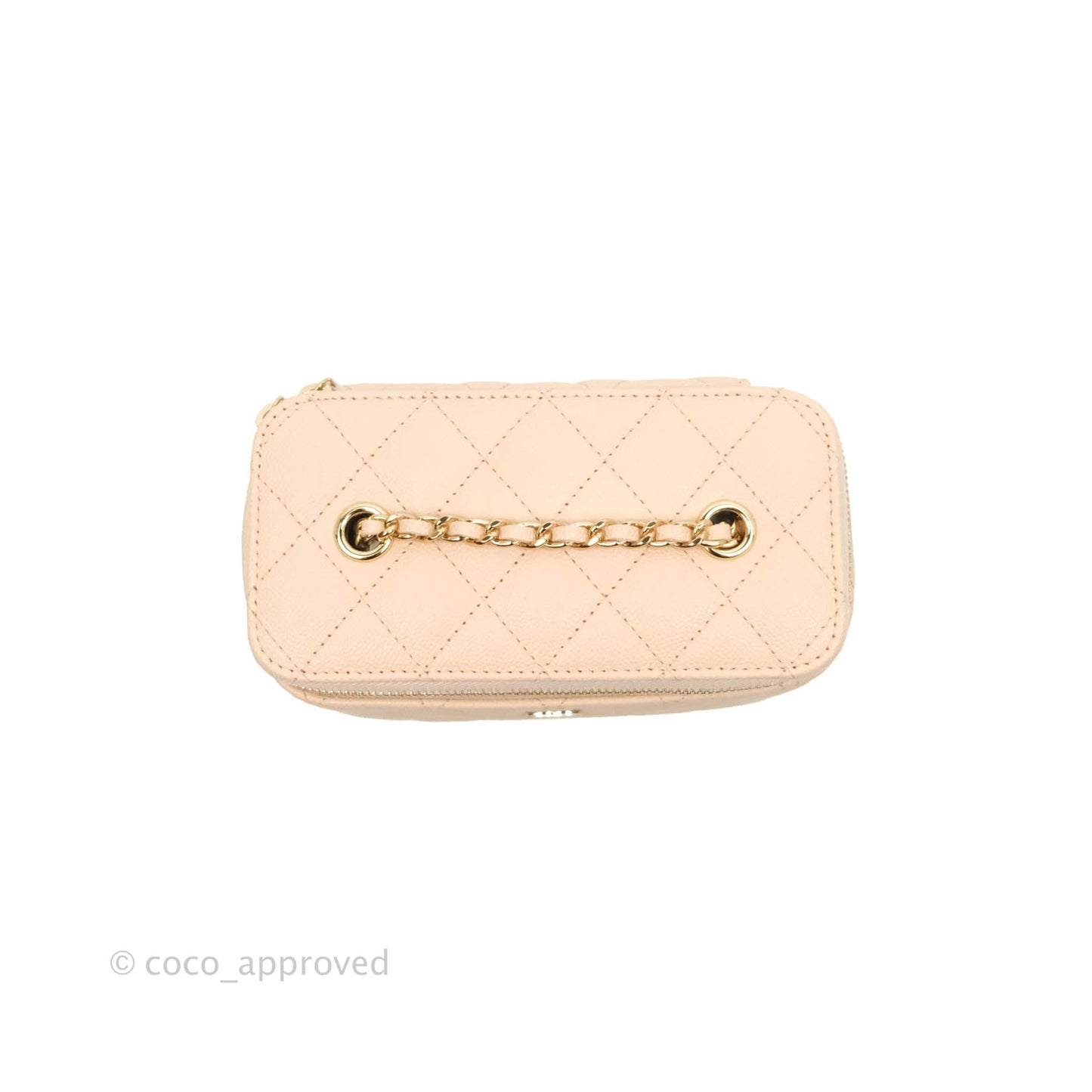 Chanel Vanity with Classic Chain Light Beige Caviar Gold Hardware 22C
