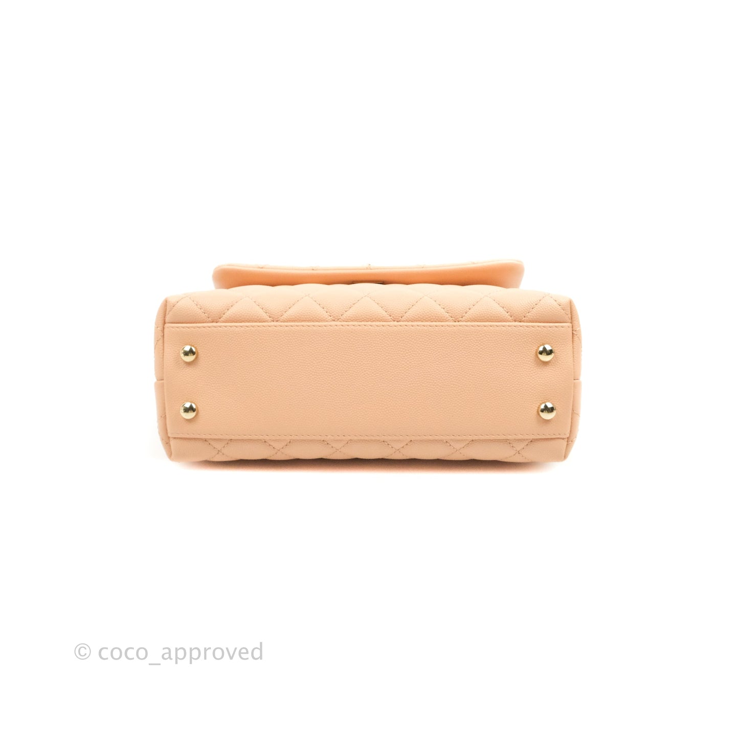 Chanel Small Coco Handle Quilted Peach Clair Caviar Gold Hardware