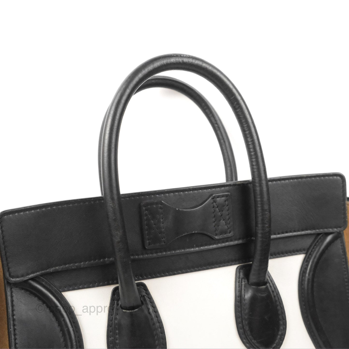 Celine Mini Luggage Bag Black/White/Brown Calfskin