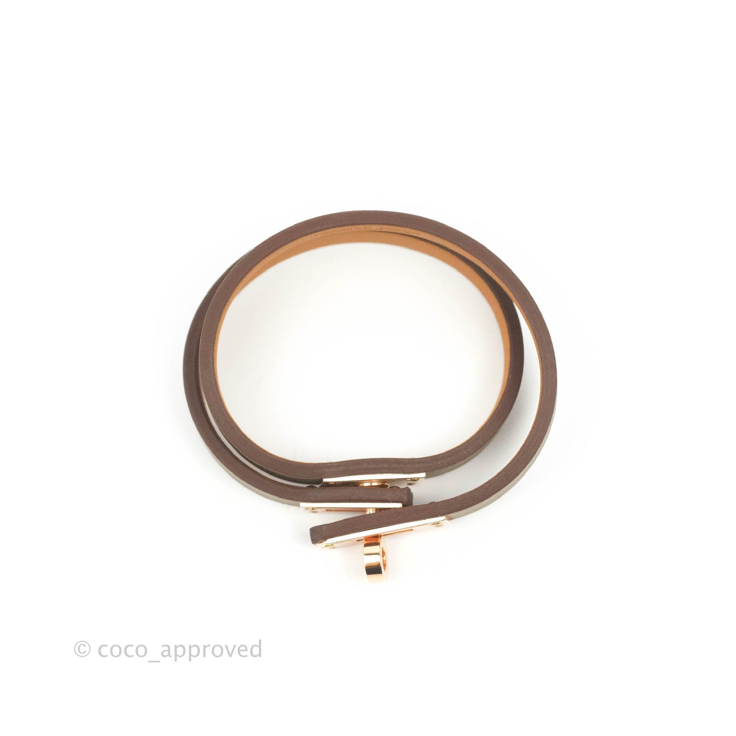 Hermès Kelly Double Tour Bracelet Etoupe Swift Gold Hardware