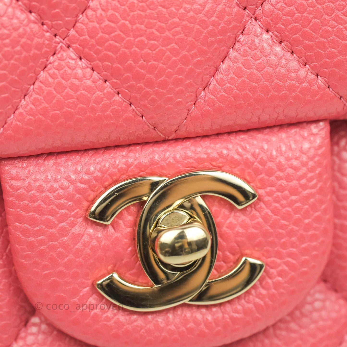 Chanel Quilted Mini Rectangular Flap Pearly Pink Caviar Gold Hardware 18S