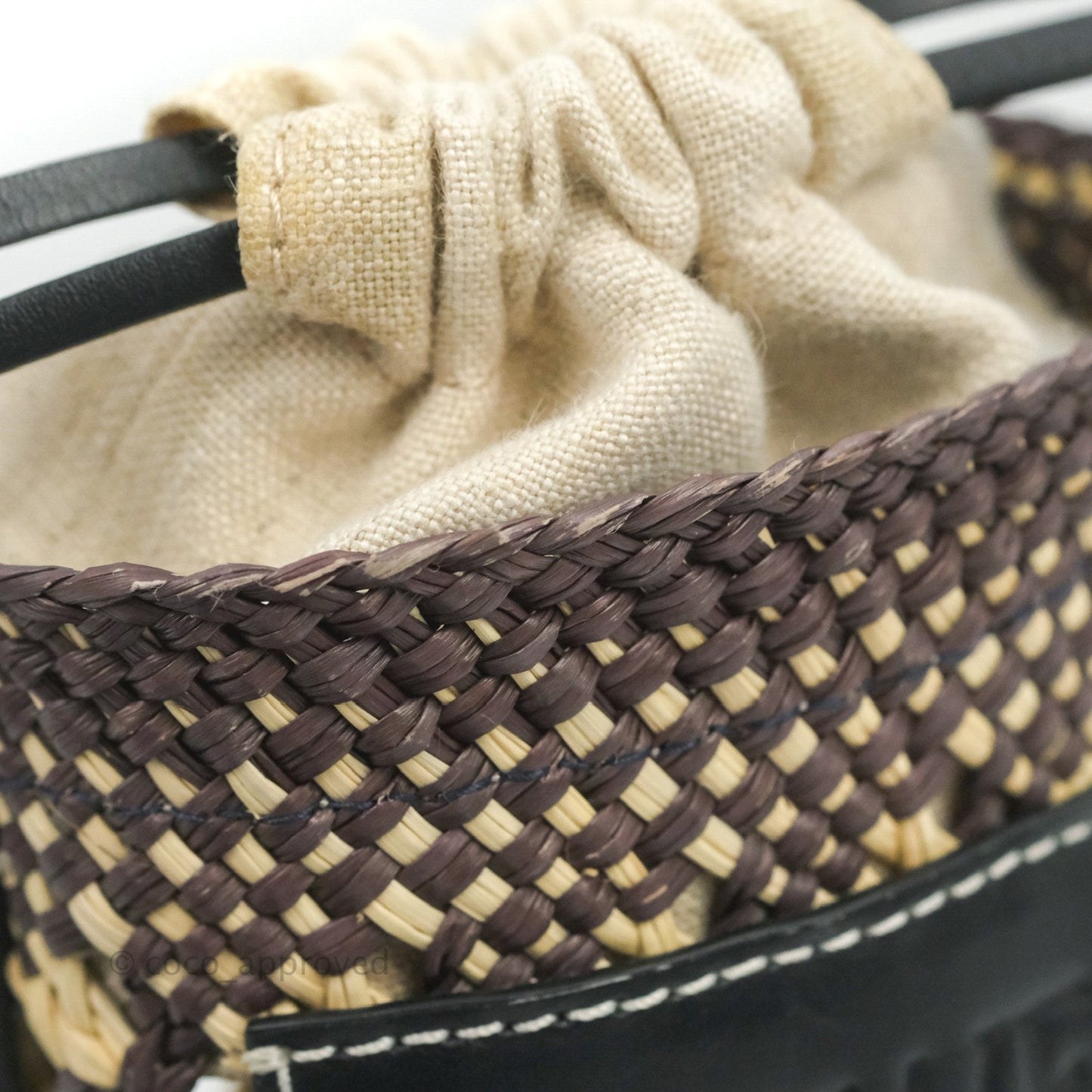 Loewe Cylinder Pocket In Raffia and Calfskin