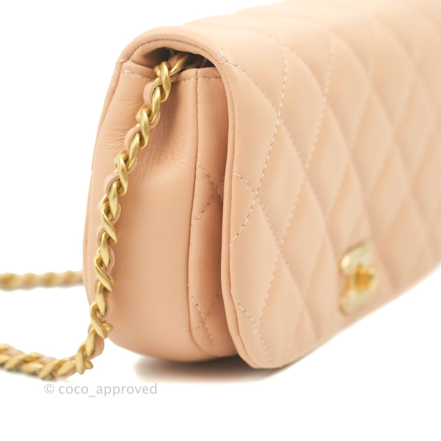 Chanel Clutch with Chain Beige Pink Calfskin Aged Gold Hardware