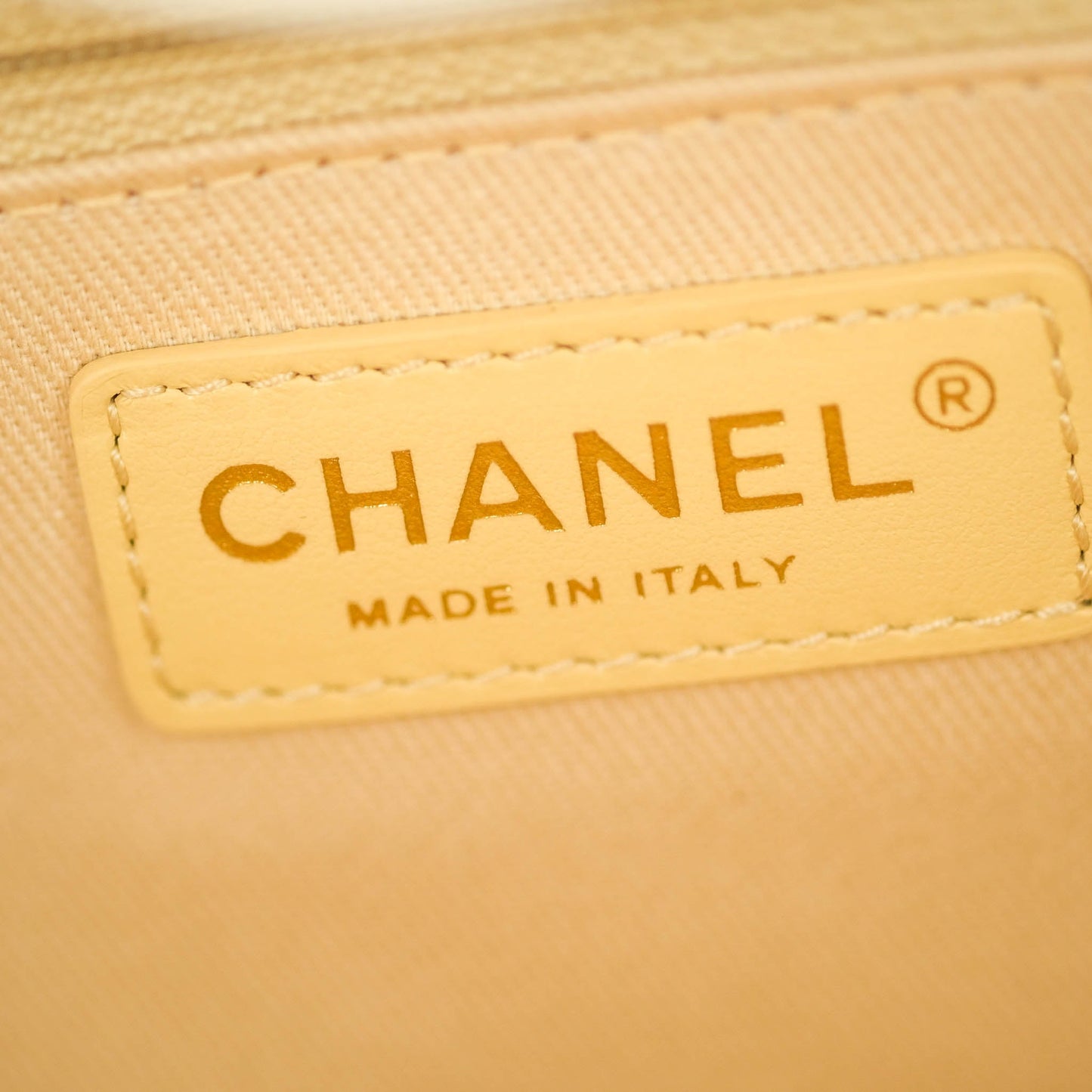 Chanel Large Deauville Iridescent Gold Beige Canvas Gold Hardware